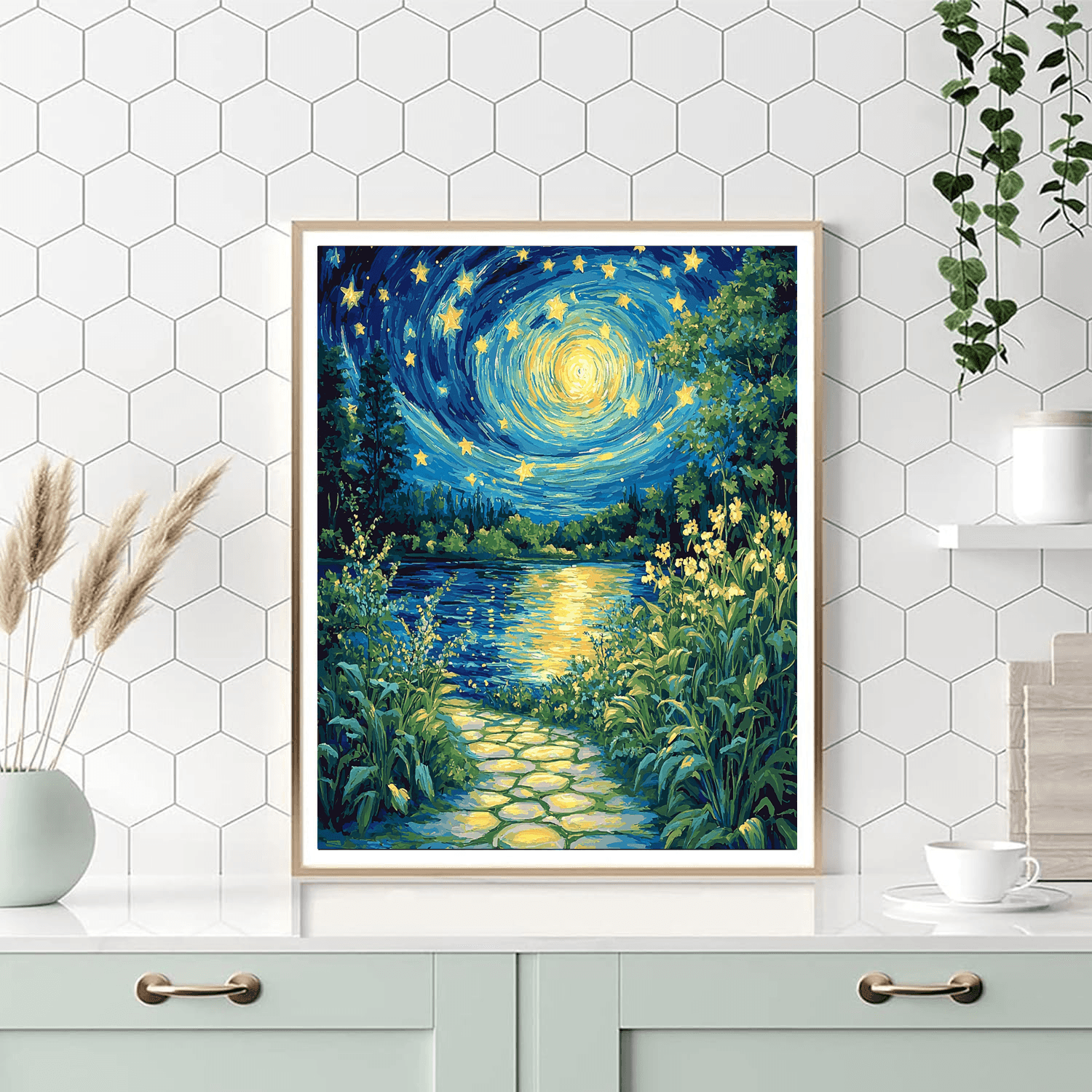 Vincent Van Gogh Inspired Starry Night Over The Garden  Paint By Numbers Art