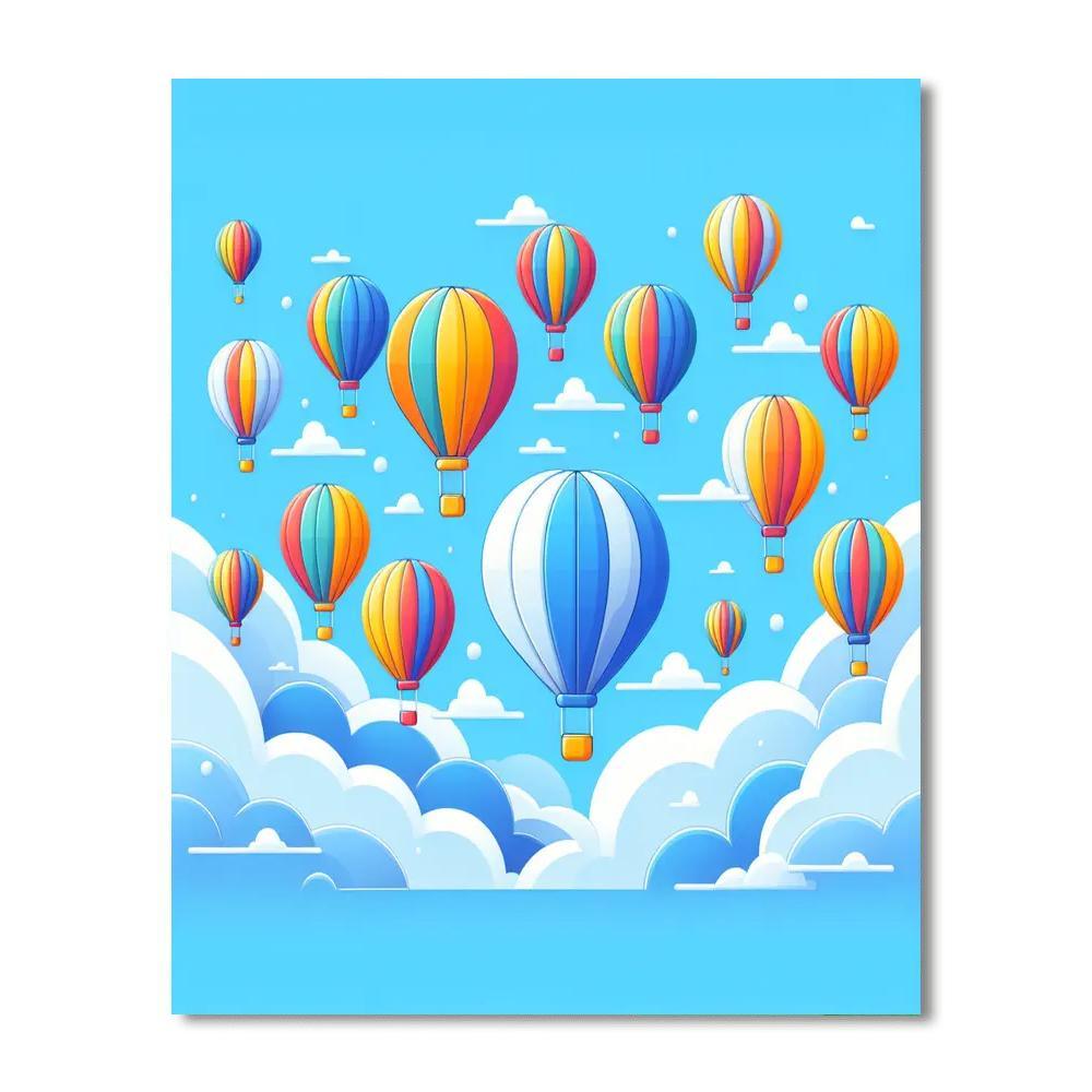 Flying High With Hot Air Balloons Paint By Numbers Art