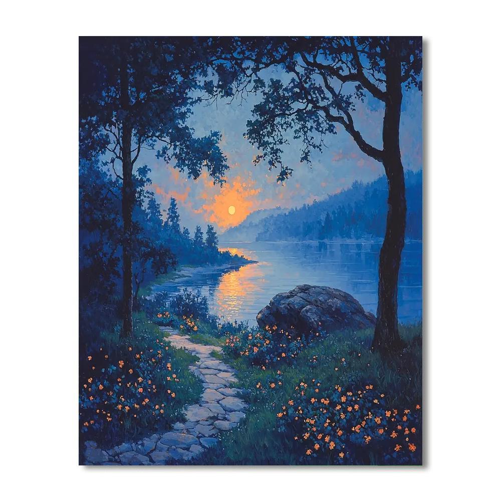Friedrich Inspired Luminous Twilight  Number Painting