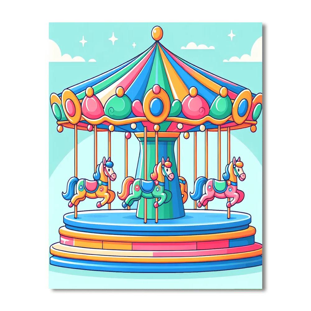 Dreamy Carousel Ride Number Painting