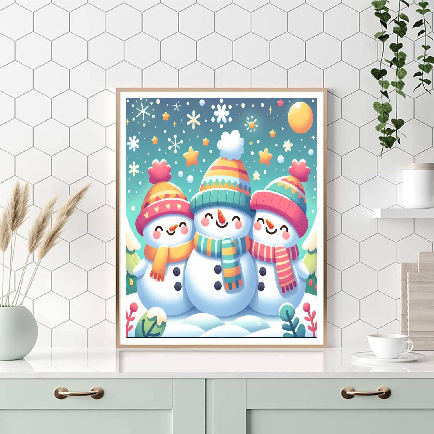 Silly Snowman Family Numbered Painting Kits