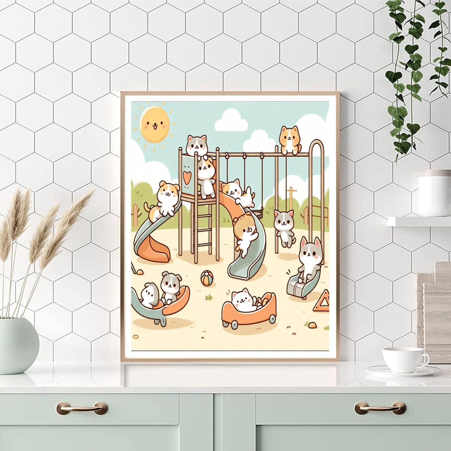 Fuzzy Animal Playground Number Painting