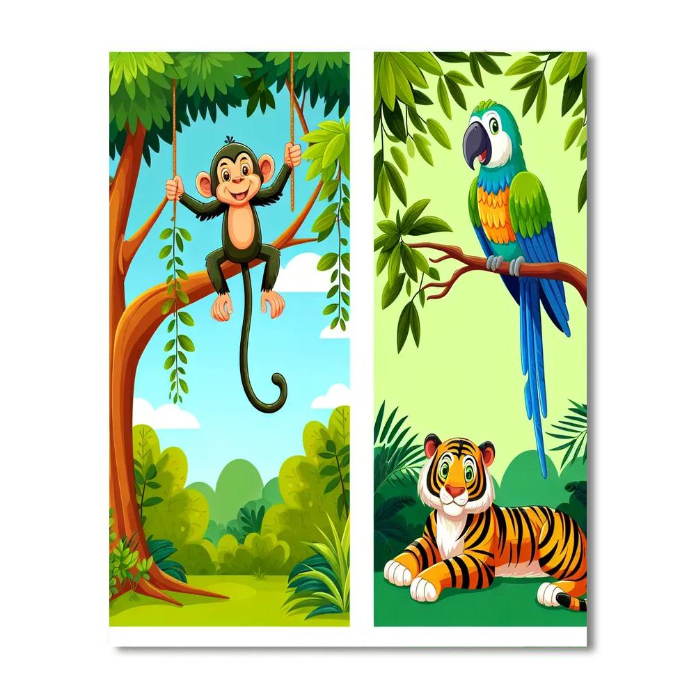 Friendly Jungle Expedition Number Painting