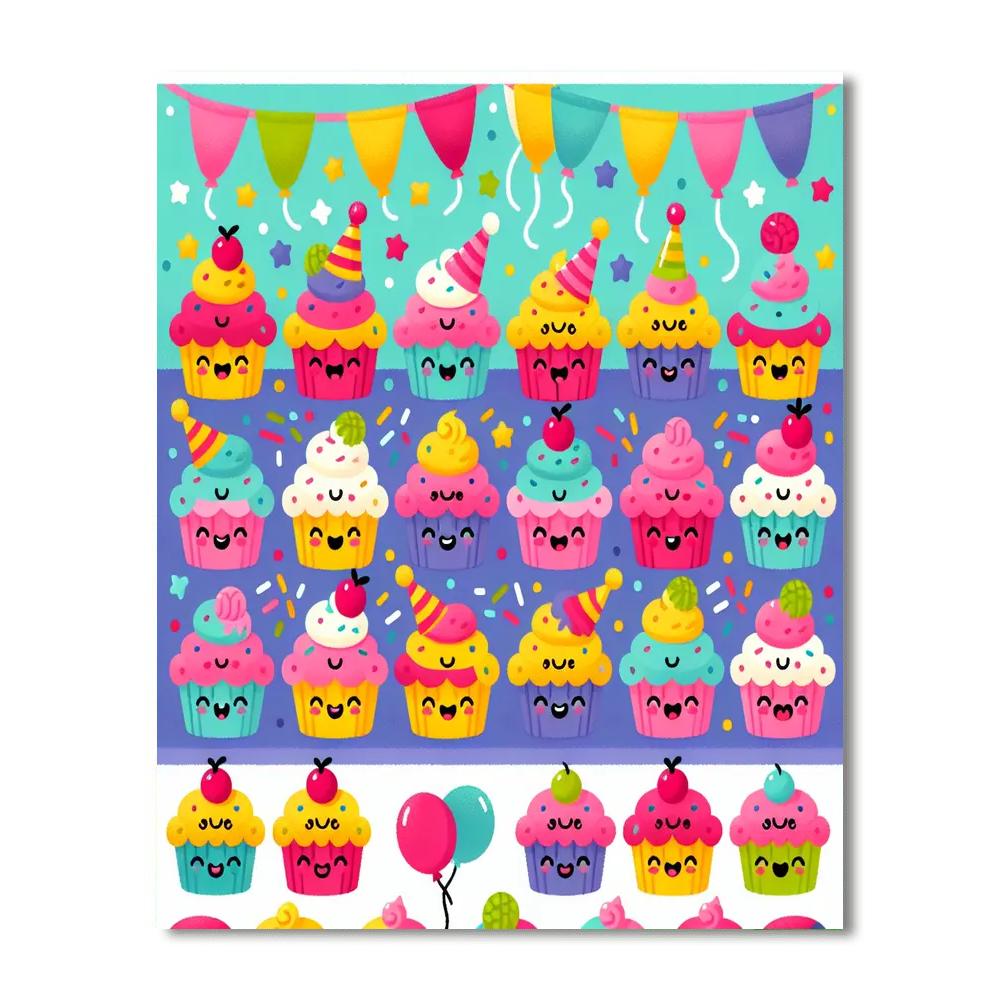 Cheery Cupcake Party Numbered Painting Kits