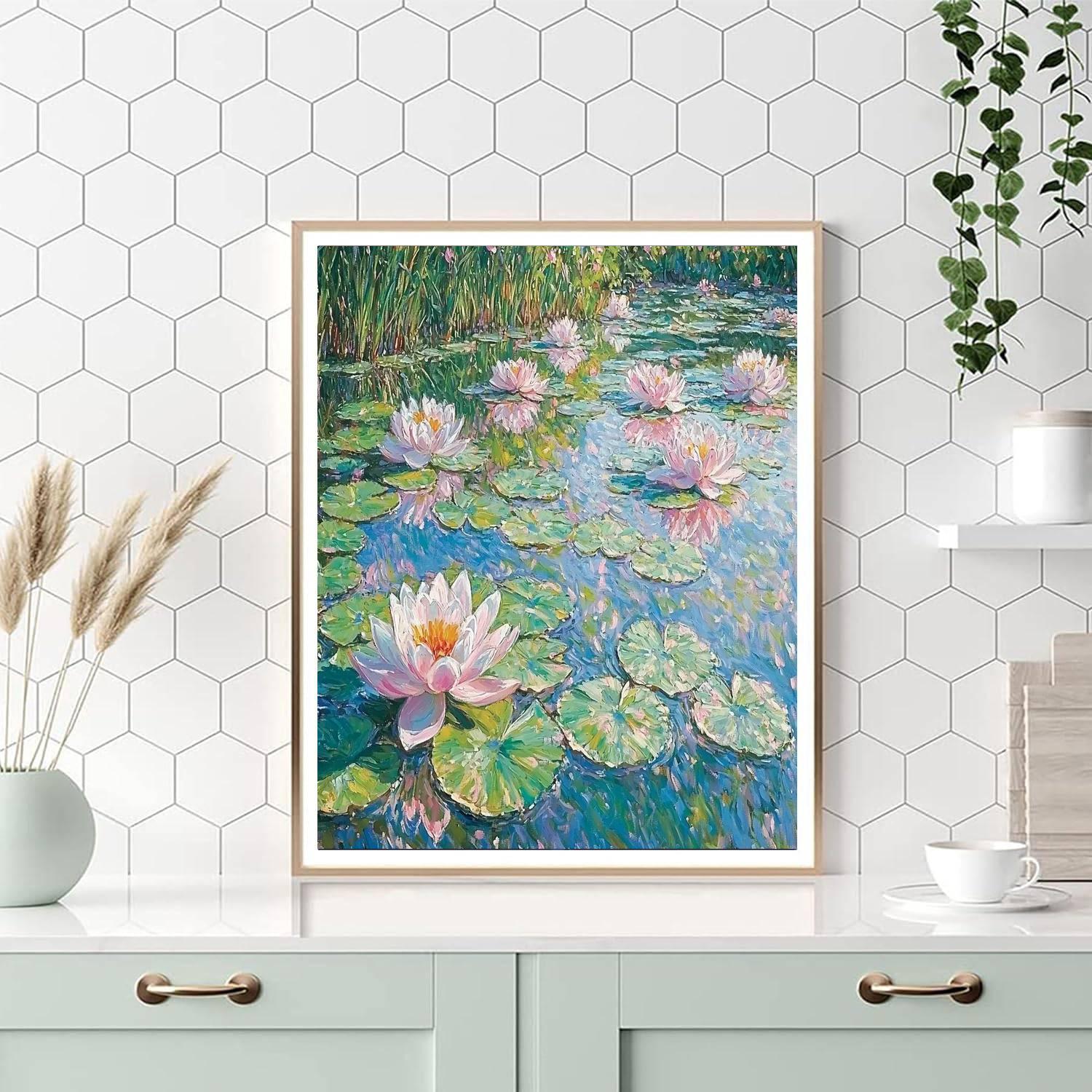 Claude Monet Inspired Romantic Waterlilies Scene  Paint By Numbers