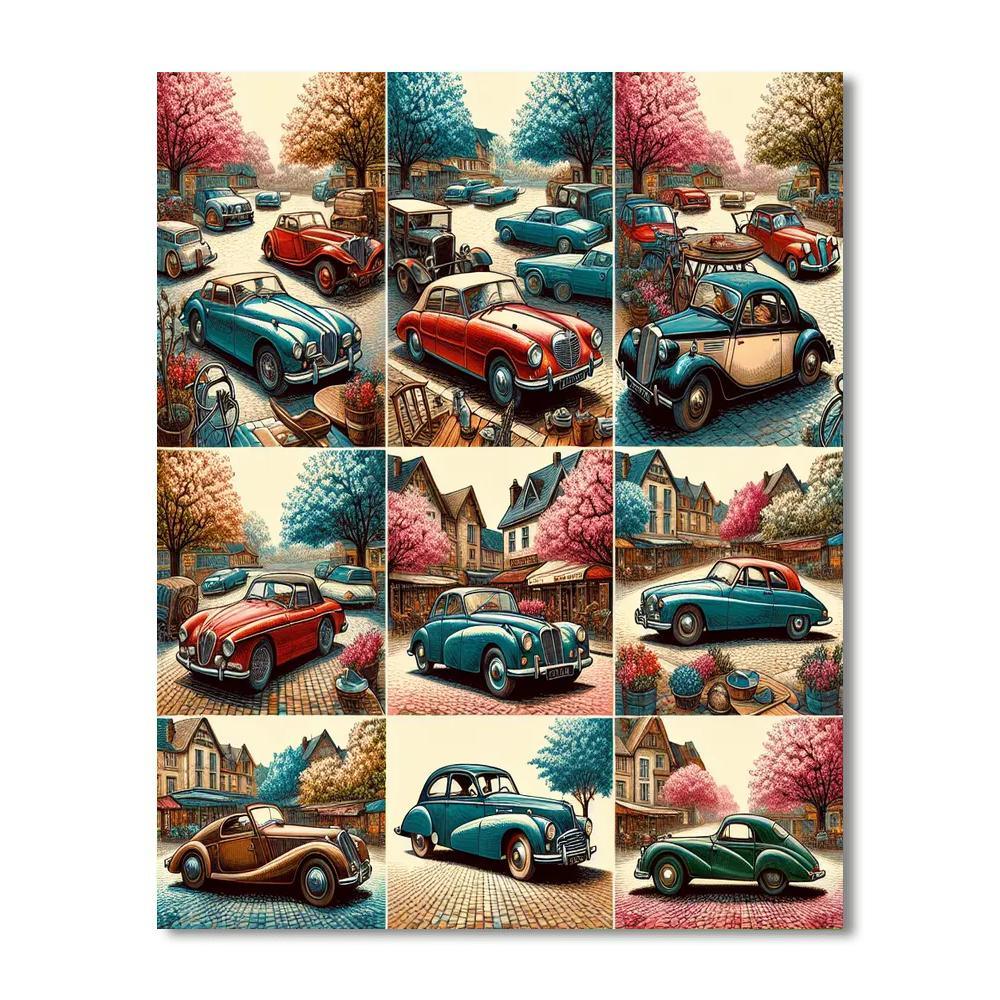 Nostalgic Vintage Cars Numbered Painting Kits