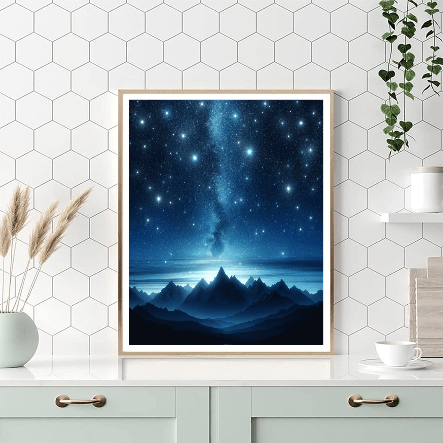 Starry Mountain Night Number Painting