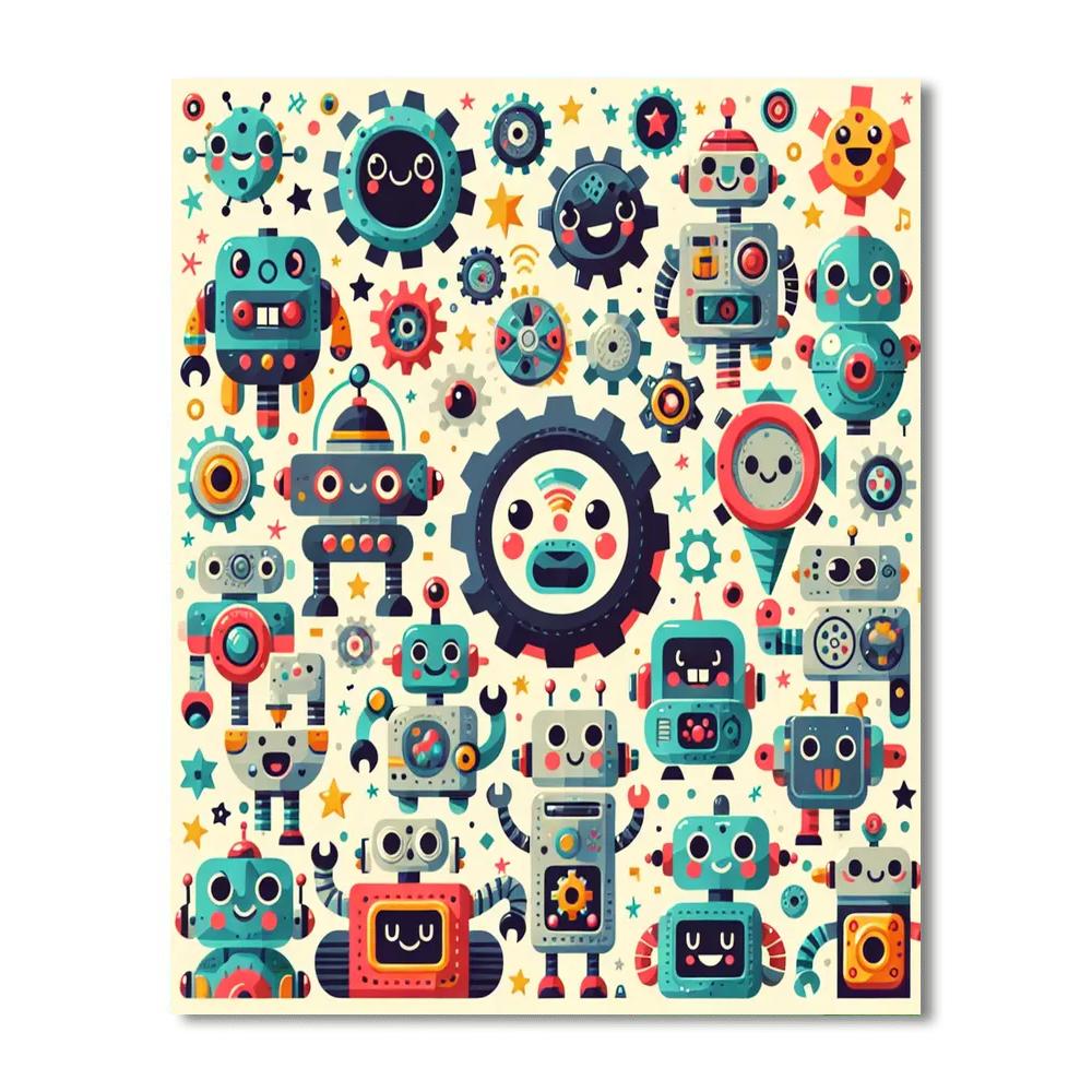 Fun Robot Adventure Paint By Numbers