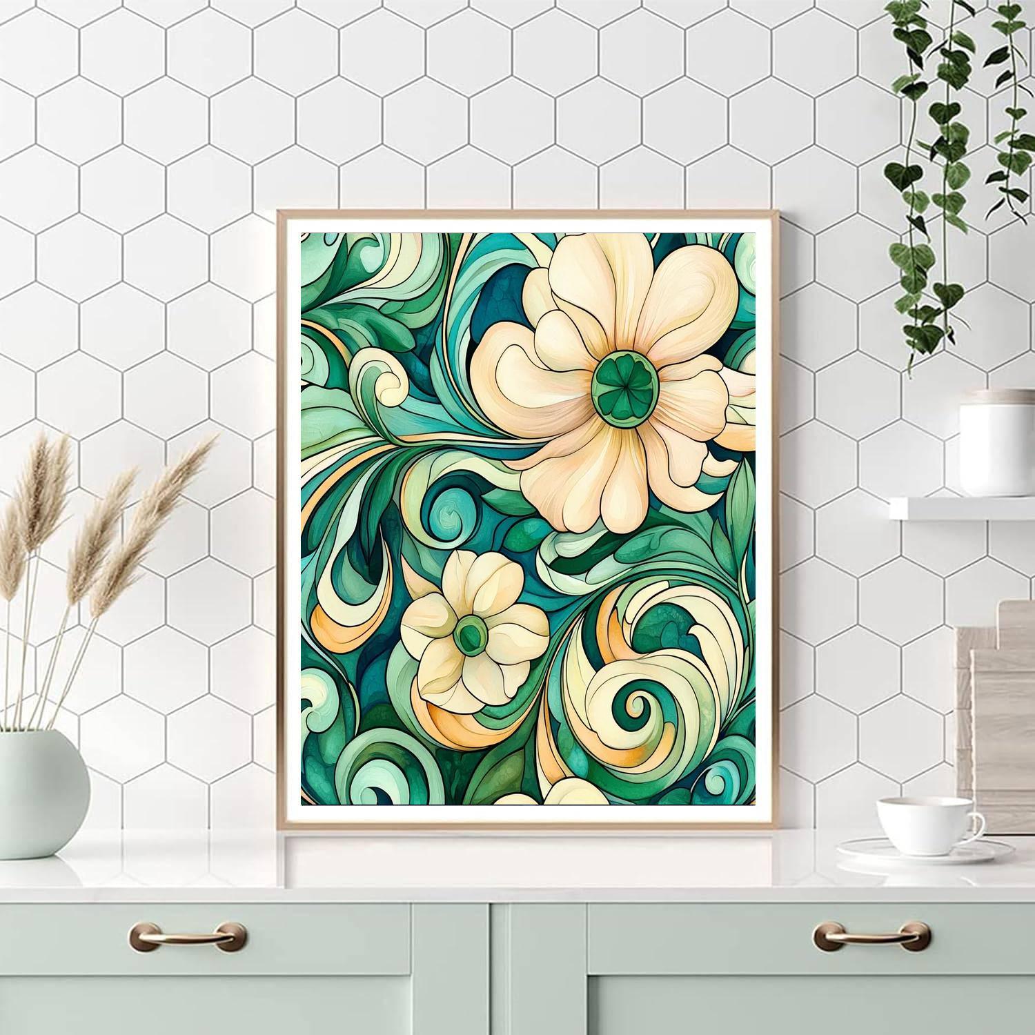 Alphonse Mucha Inspired Harmony Of Floral Elegance  Paint By Numbers Kits