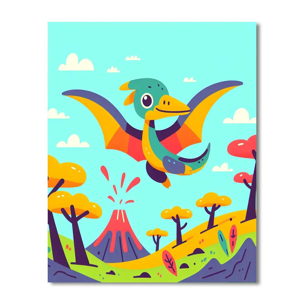 Playful Pterodactyl Paint By Numbers Art