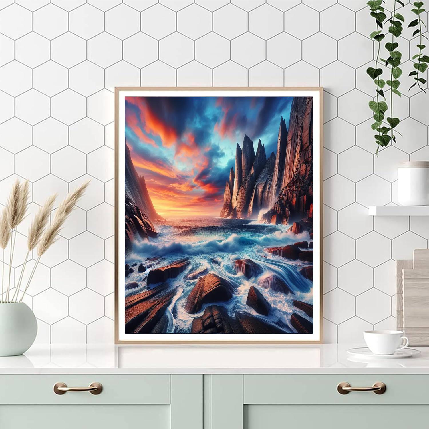 Dramatic Sunset Cliffs Number Painting