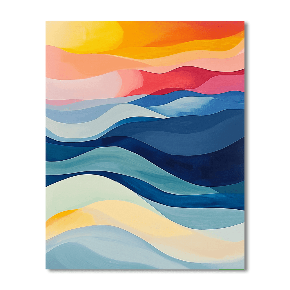 Helen Frankenthaler Inspired Abstract Ocean Wave Harmony - DIY Painting By Numbers Kit