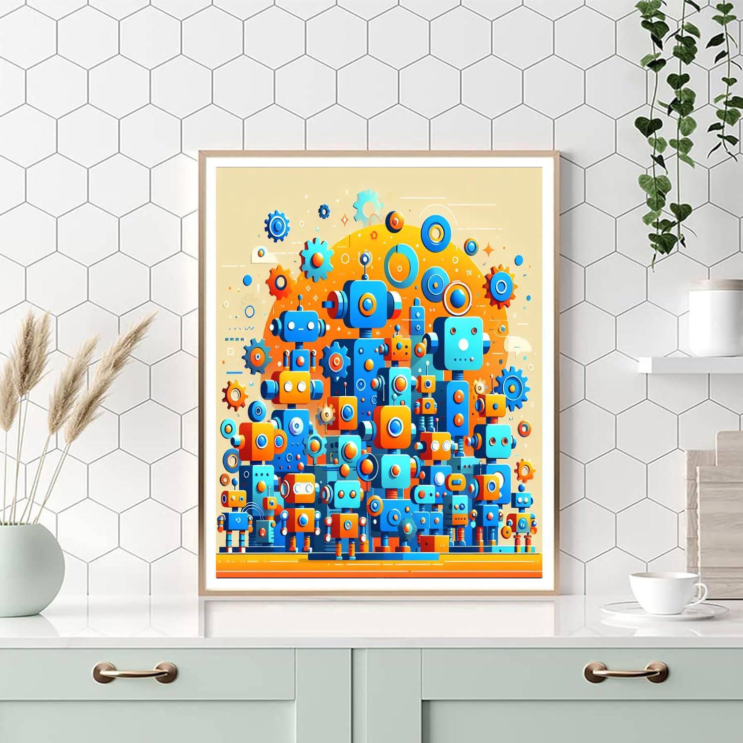 Rising Robots Paint By Numbers Art