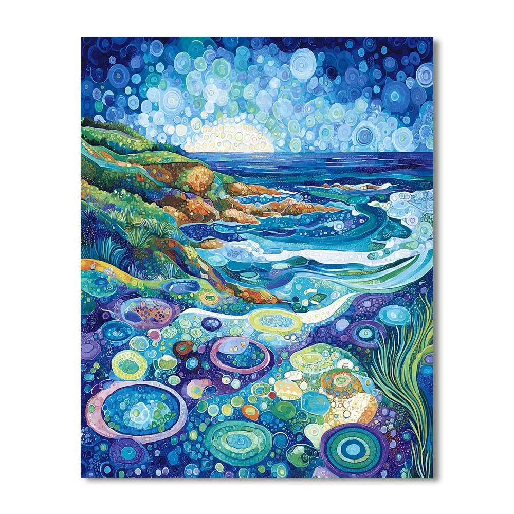 Georges Seurat Inspired Cosmic Tidepools  Number Painting