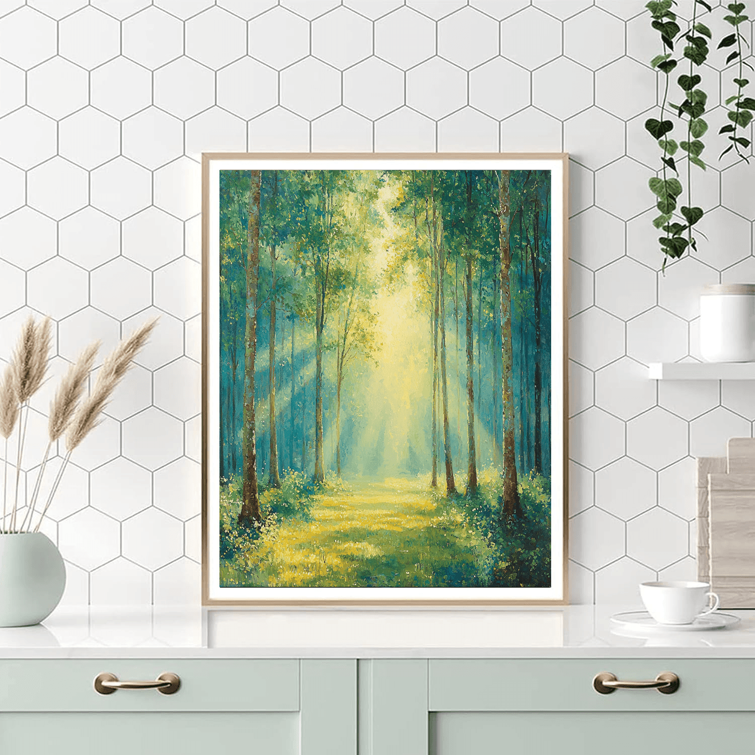 Claude Monet Inspired Tranquil Forest Sunrise  Number Painting