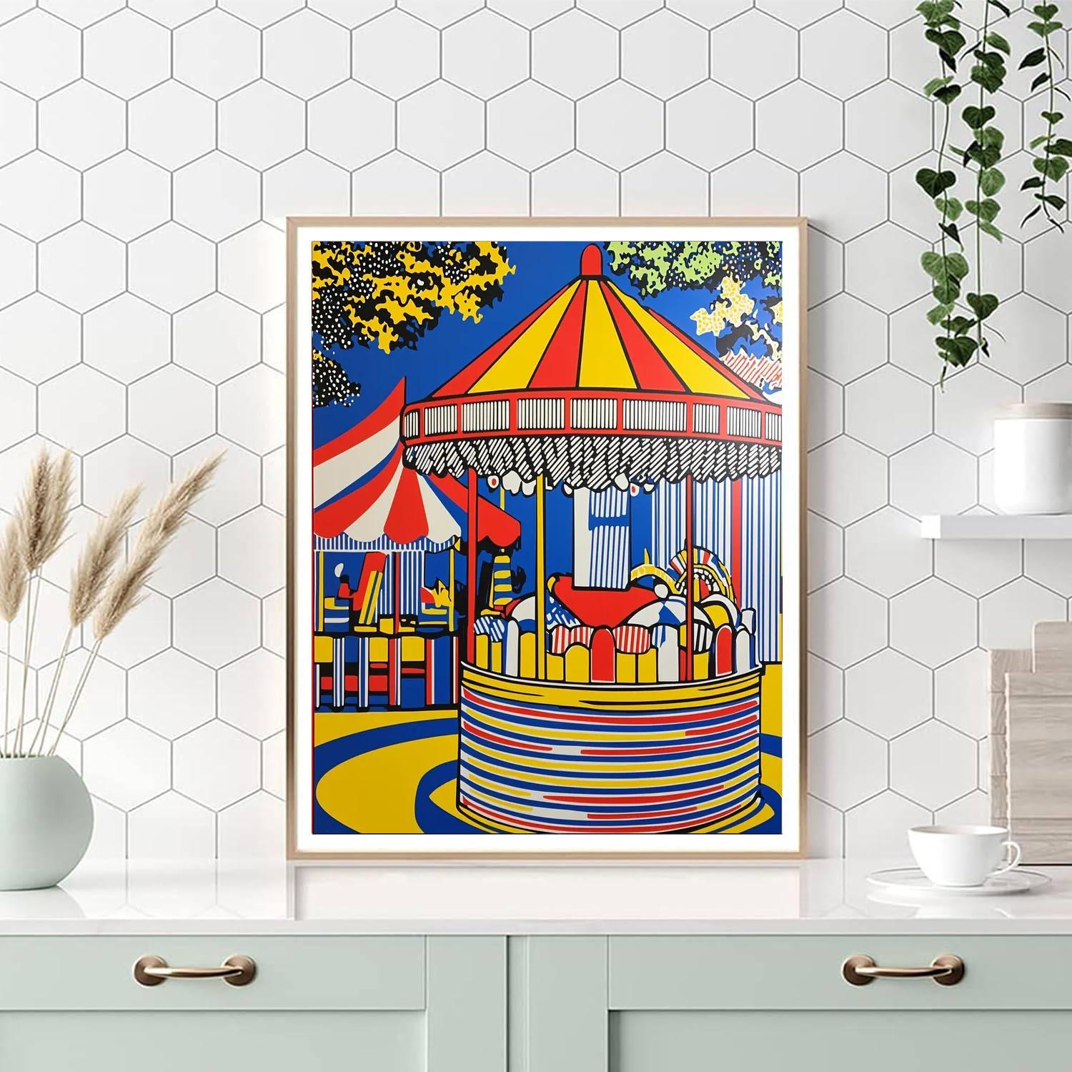 Roy Lichtenstein Inspired Retro Urban Carnival  Number Painting