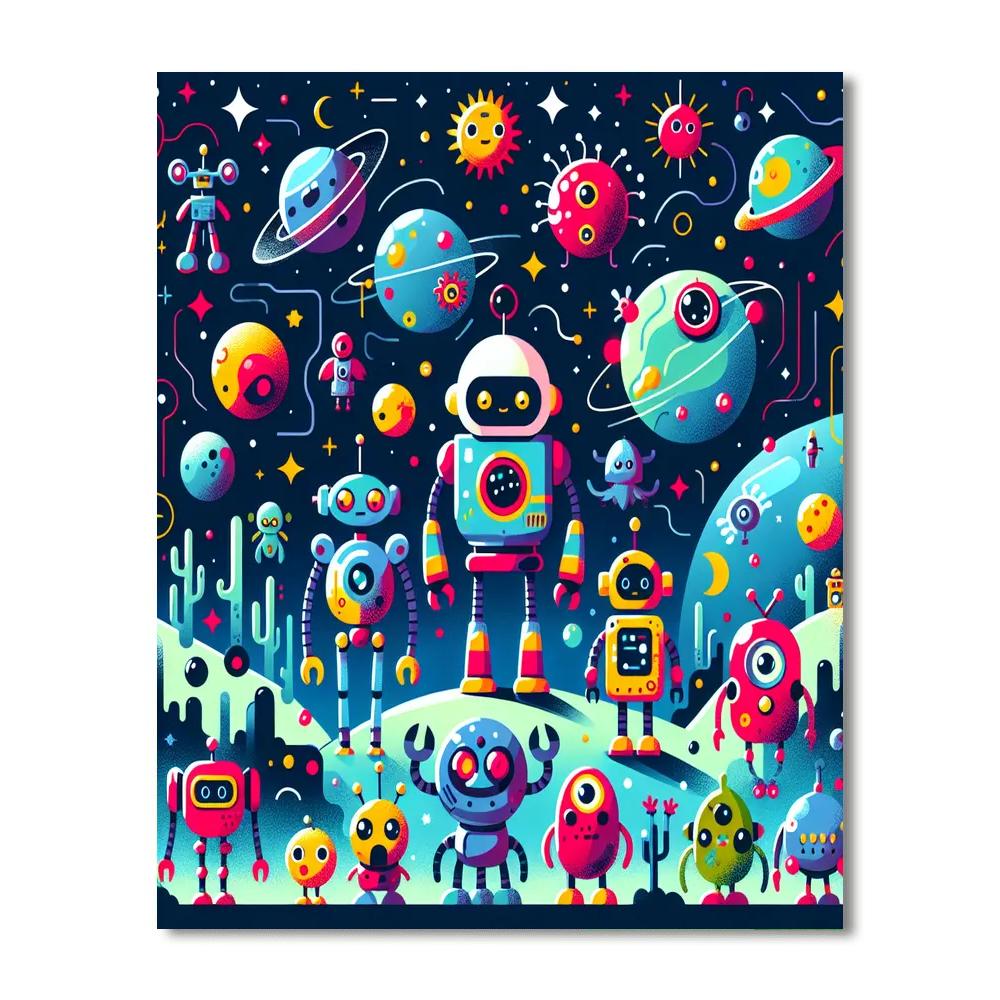 Space Bot Exploration Paint By Numbers Art