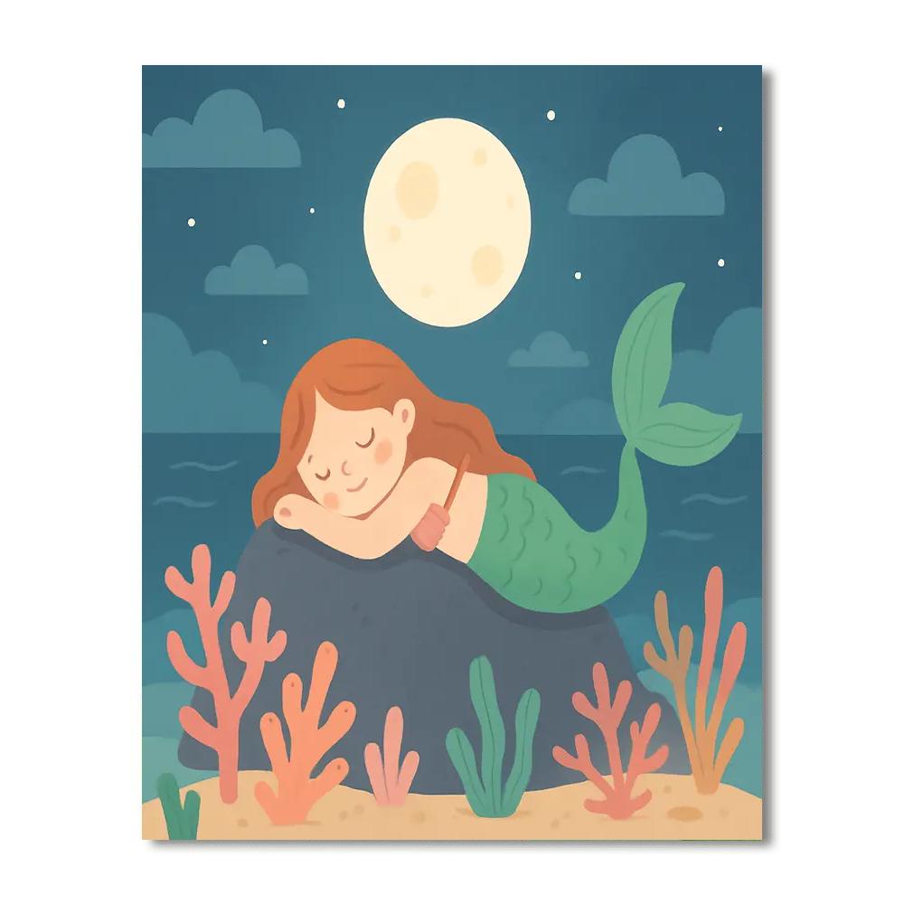 Moonlit Mermaid’s Coral Cove DIY Paint By Numbers