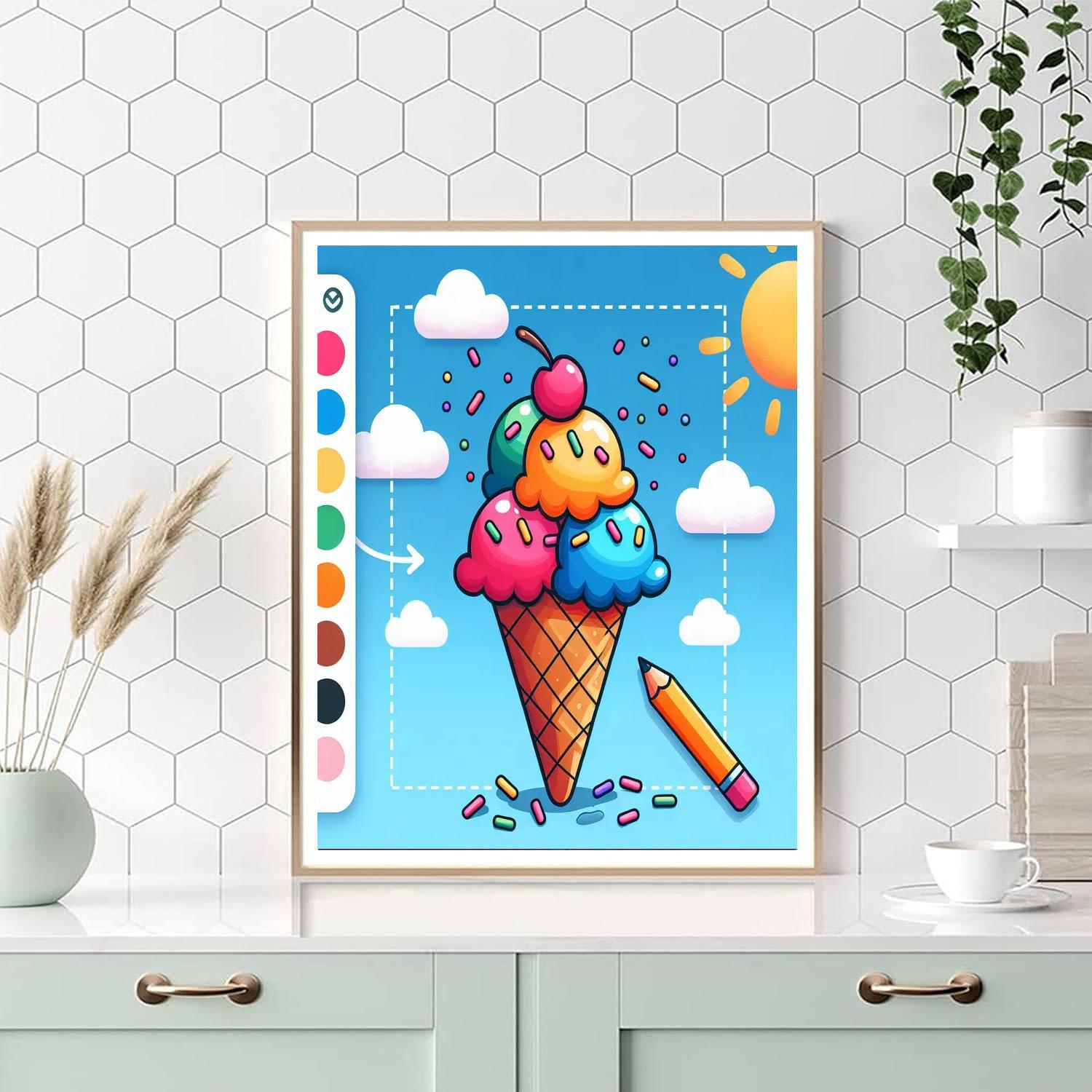 Magical Ice Cream Cone Paint By Numbers Art