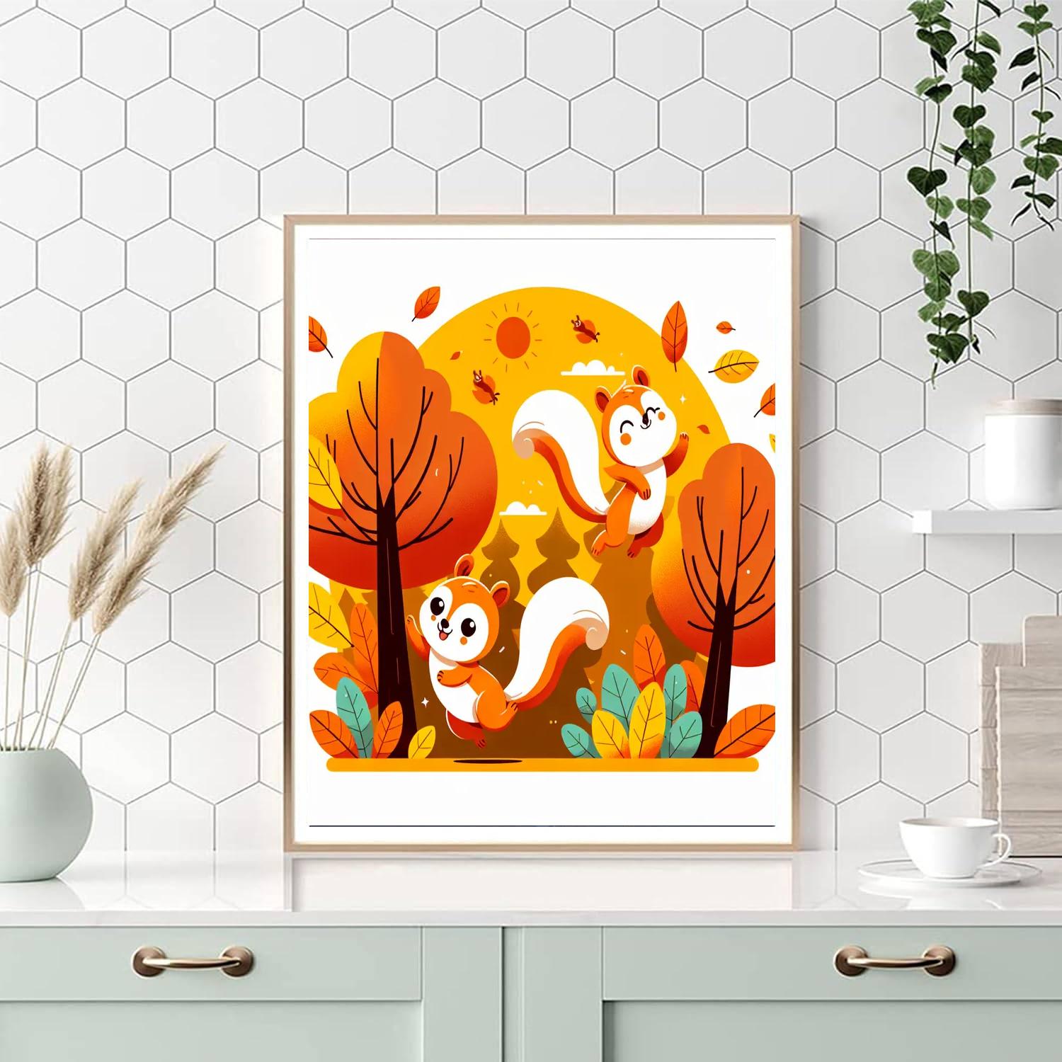 Mischievous Squirrel Family Paint By Numbers Art