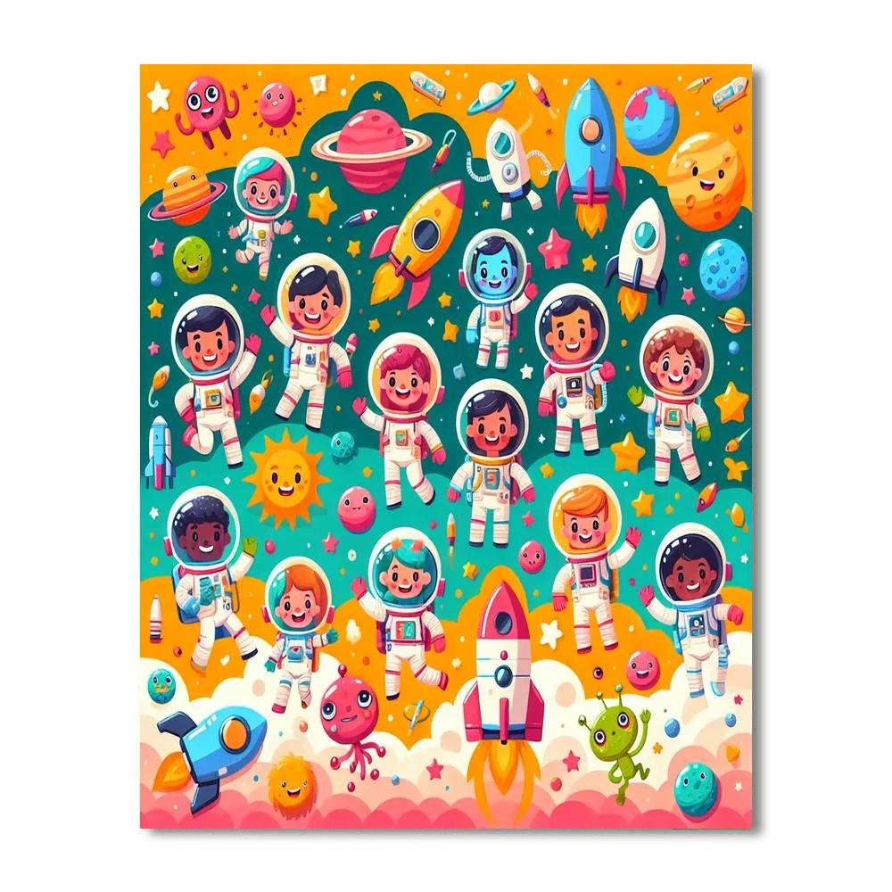 Wacky Space Explorers Paint By Numbers Art