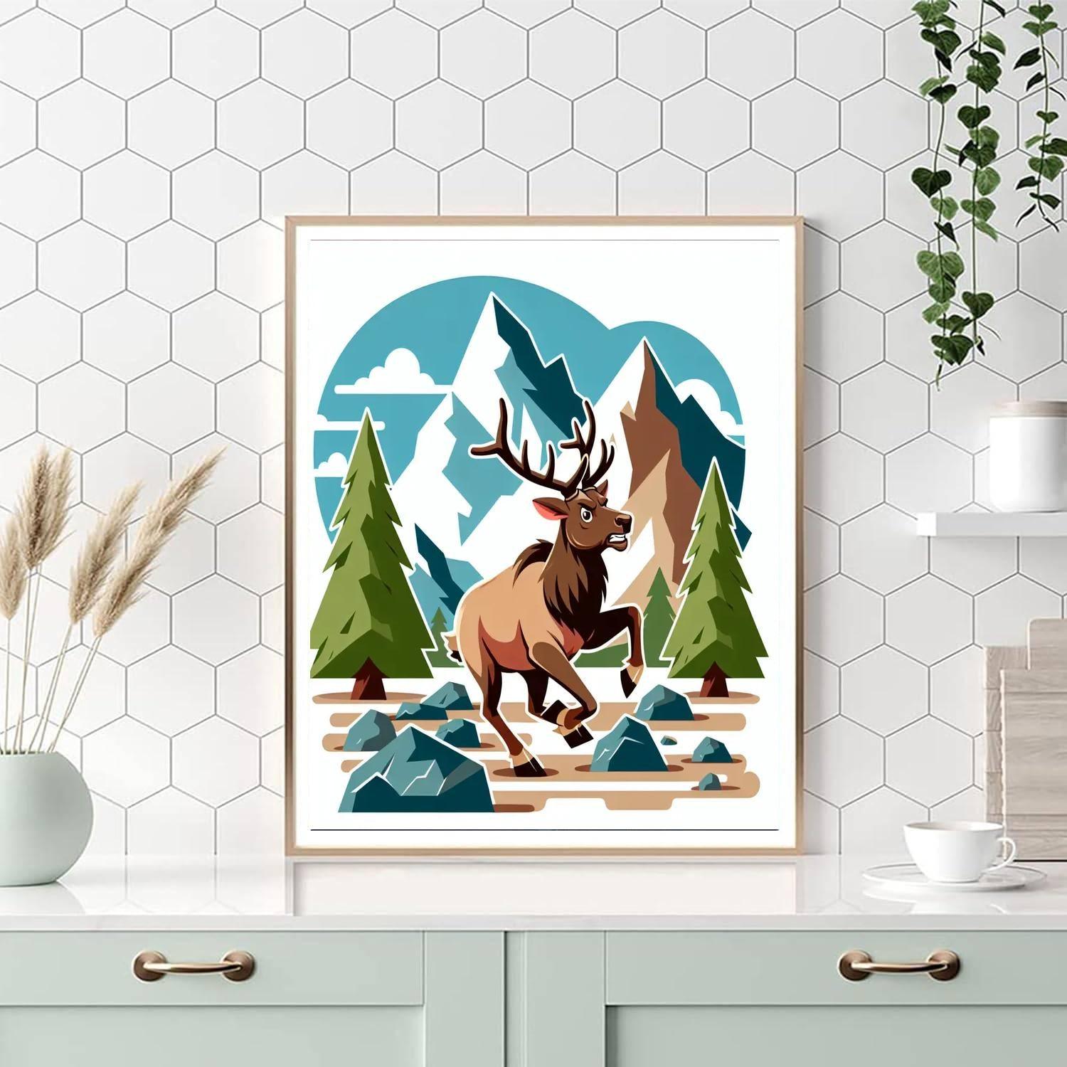 Energetic Elk's Mountain March Paint By Number
