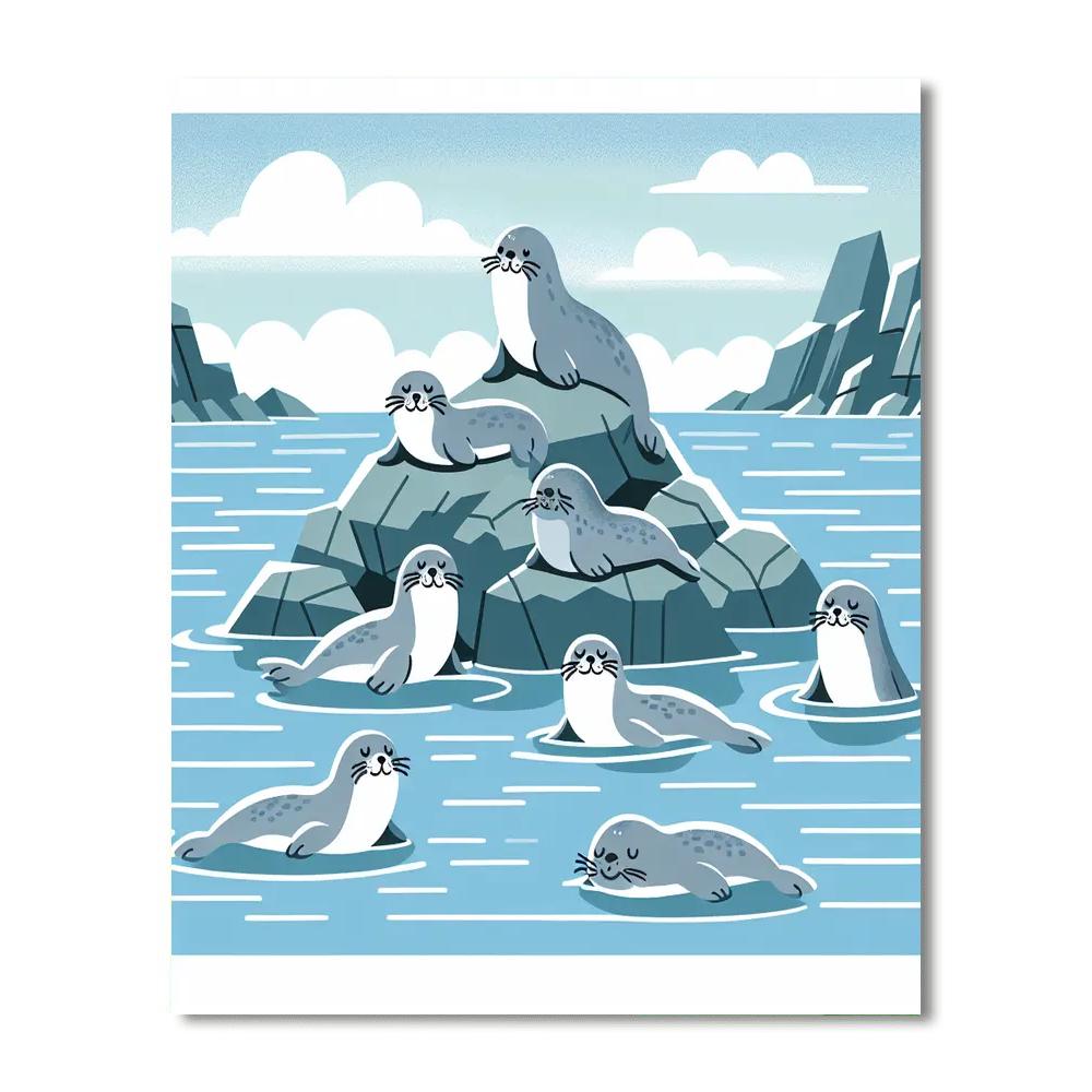 Serene Seals Paint By Numbers Art