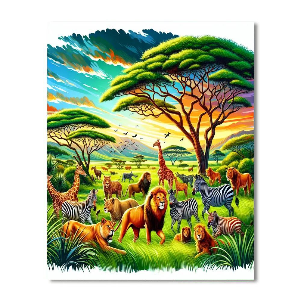 Vivid Safari Exploration Paint By Numbers Art