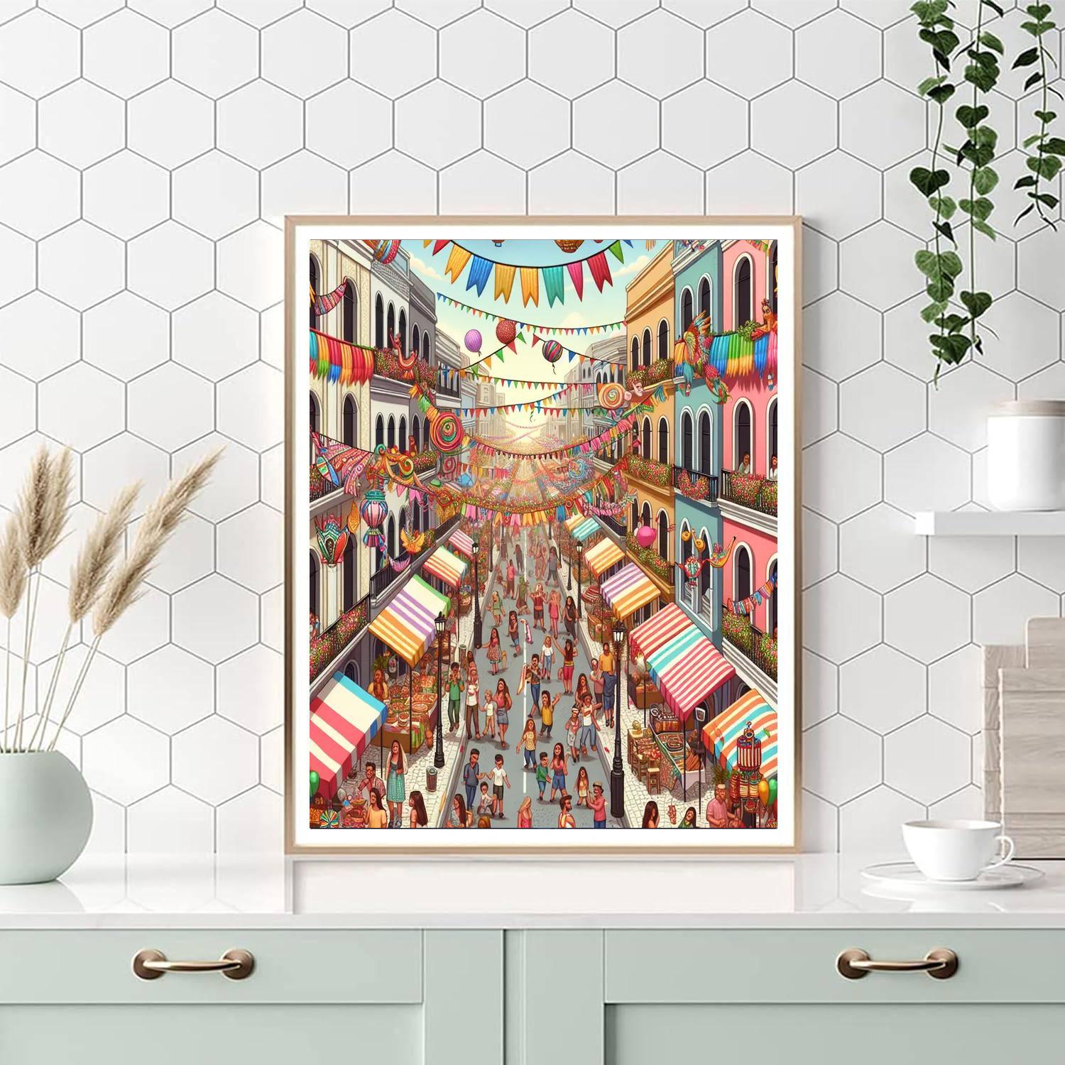 Vibrant Street Festival Paint By Numbers Art