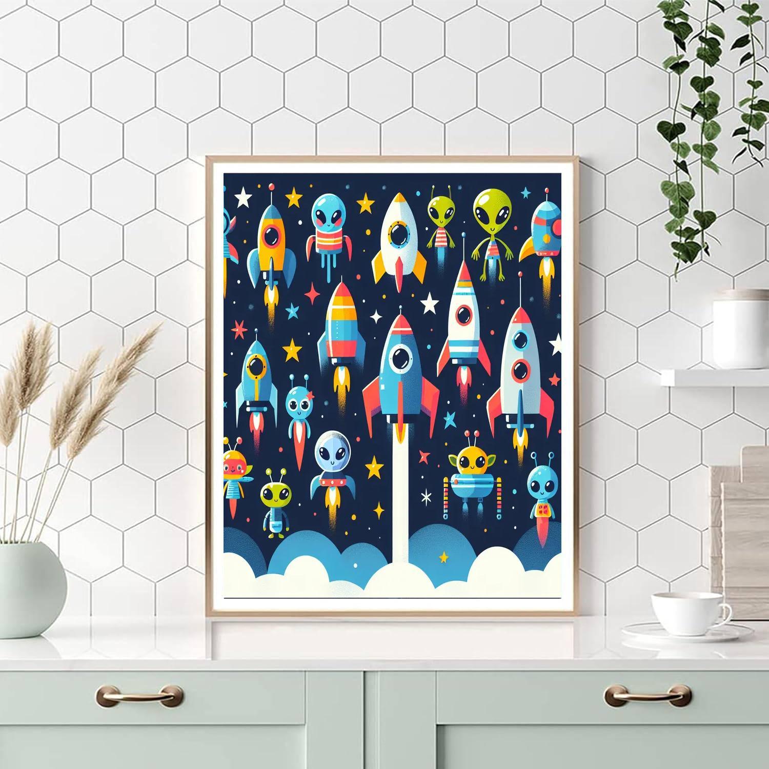 Joyful Space Parade Paint By Numbers Art