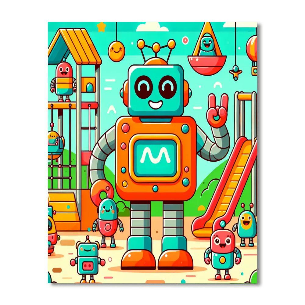 Funky Robot Playland DIY Paint By Numbers