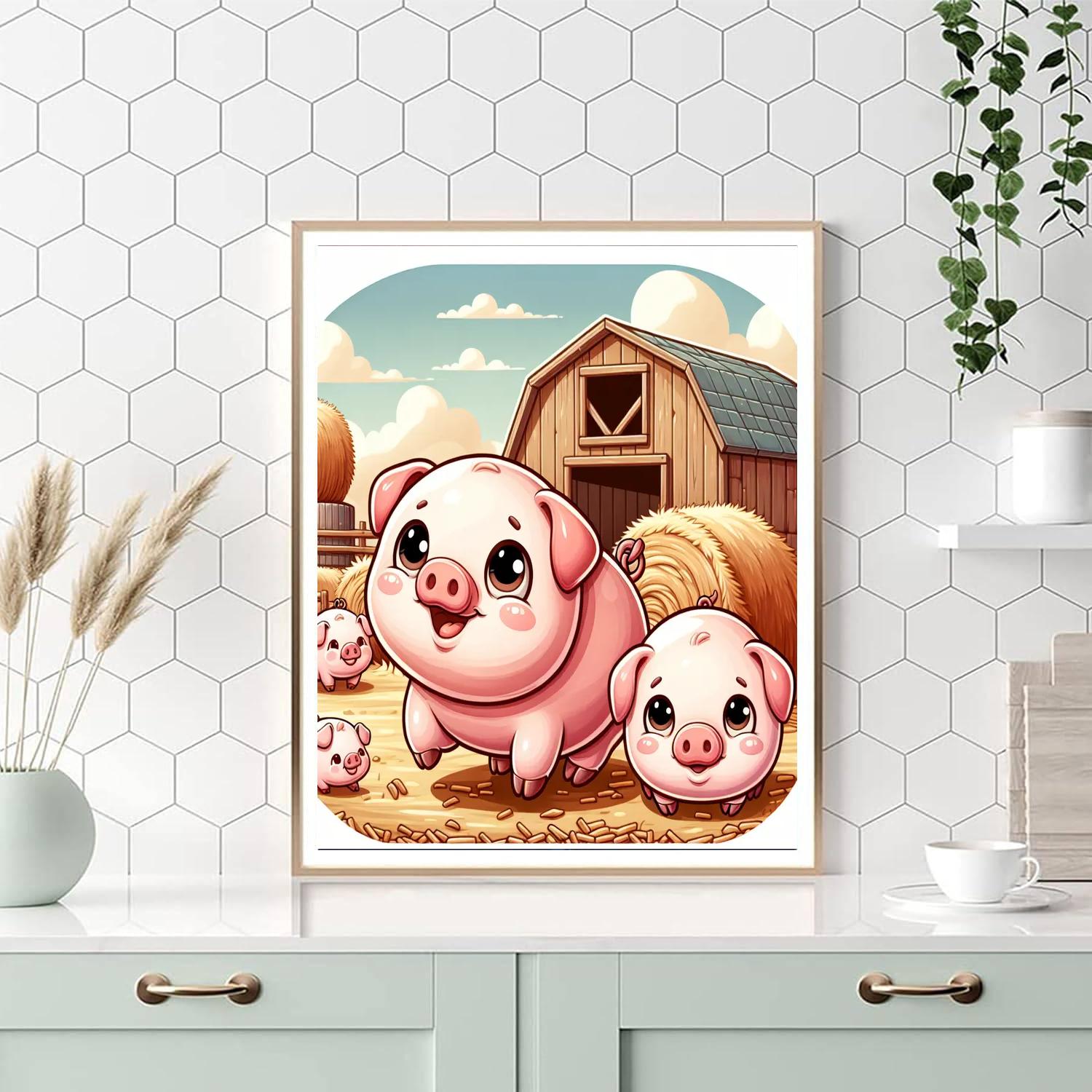 Playful Piglet's Paradise Painting Number Kit