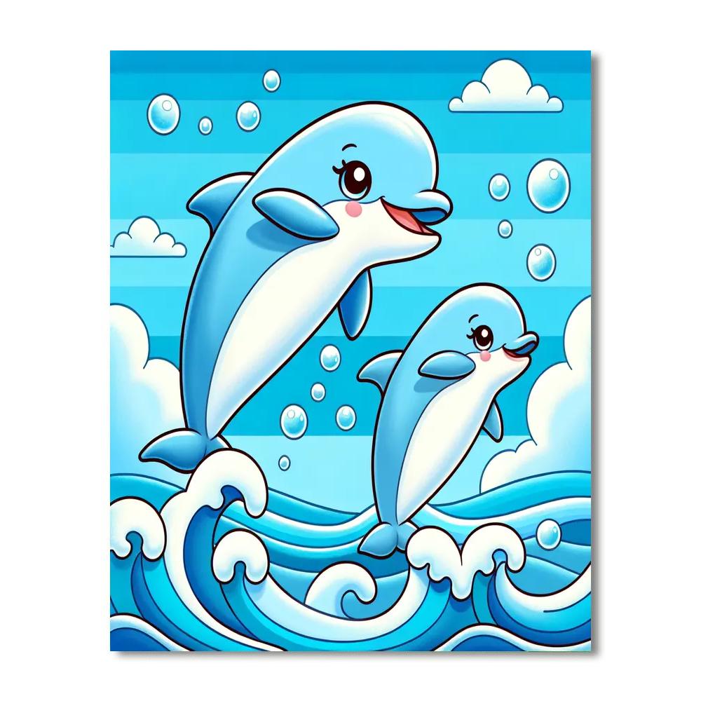 Ocean Adventure With Friendly Dolphins Painting Number Kit