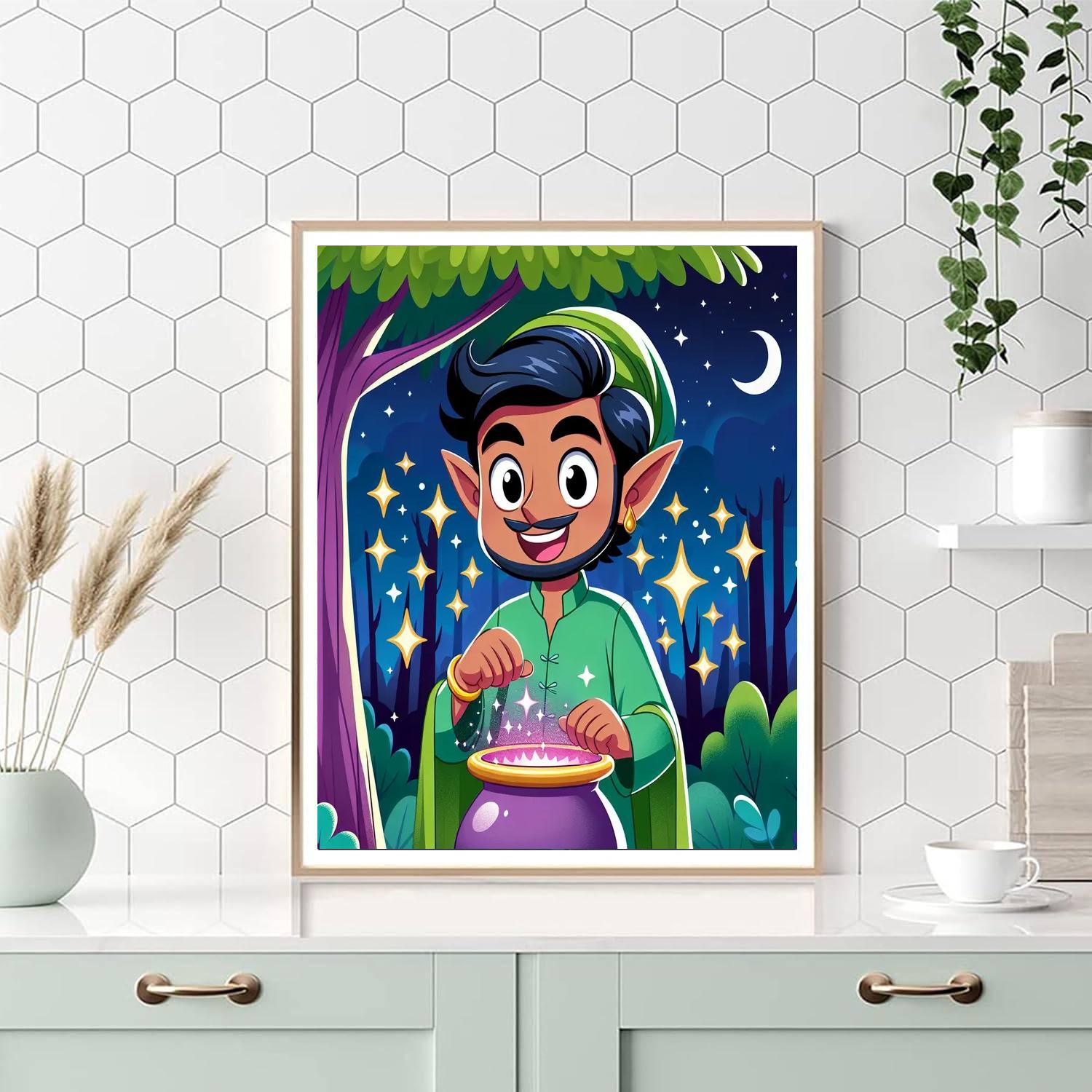 Mischievous Magic Elf DIY Paint By Numbers