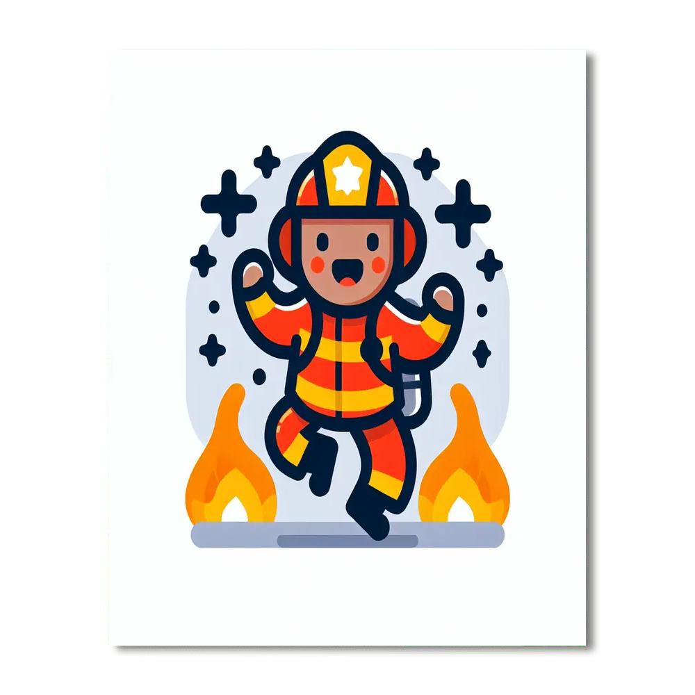 Dancing Firefighter DIY Paint By Numbers