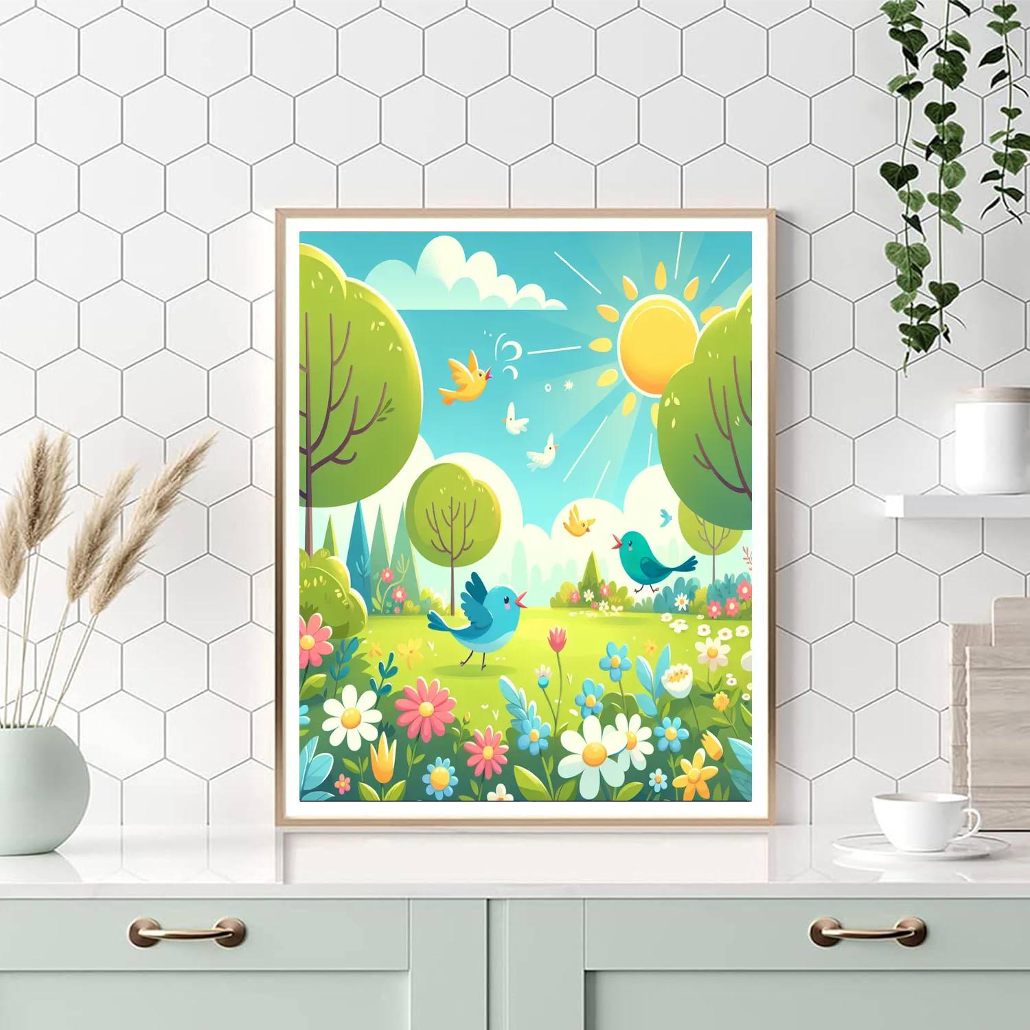Chirpy Spring Garden Paint By Numbers Art