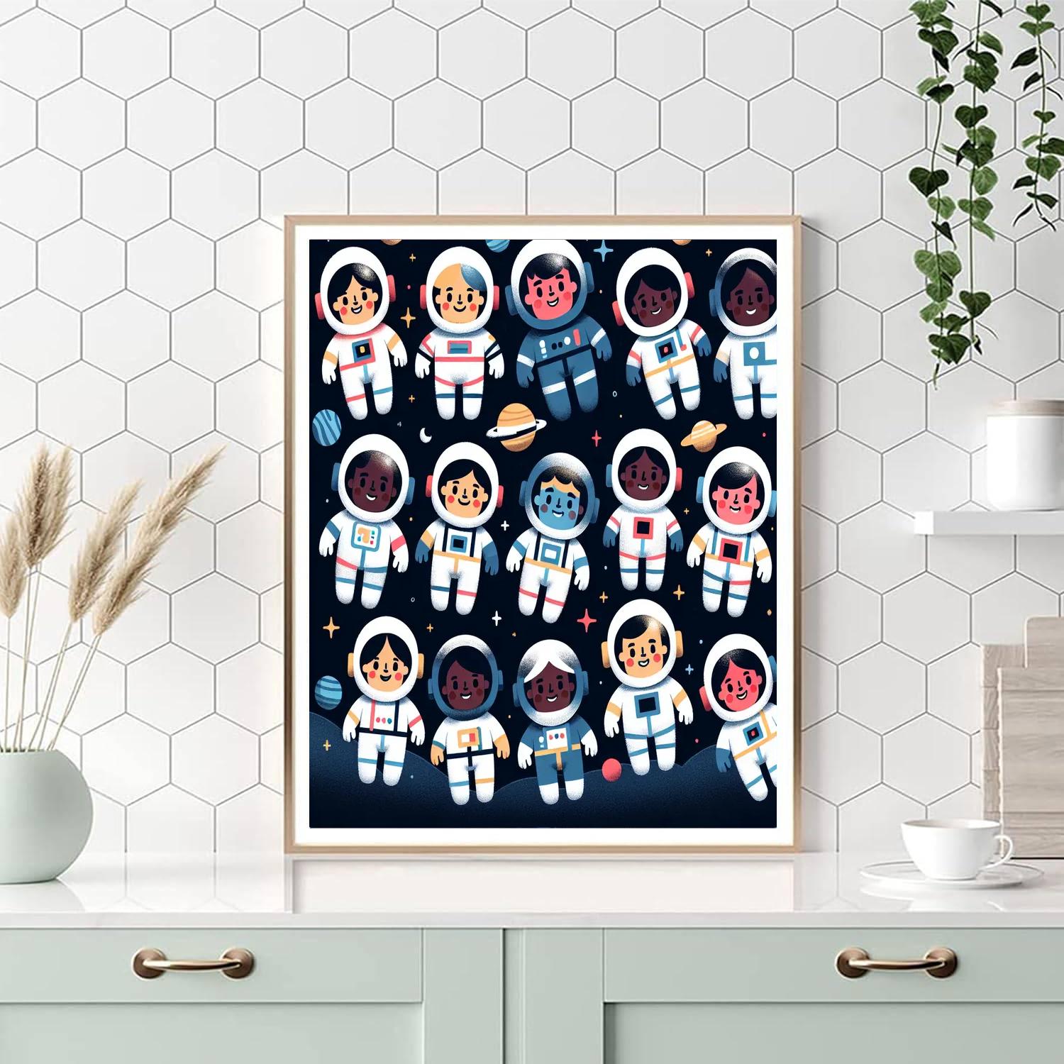 Astronauts' Cosmic Adventure Painting Number Kit