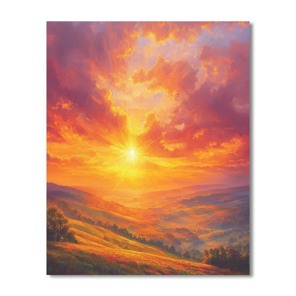 J.M.W. Turner Inspired Sunrise On The Horizon  Paint By Numbers