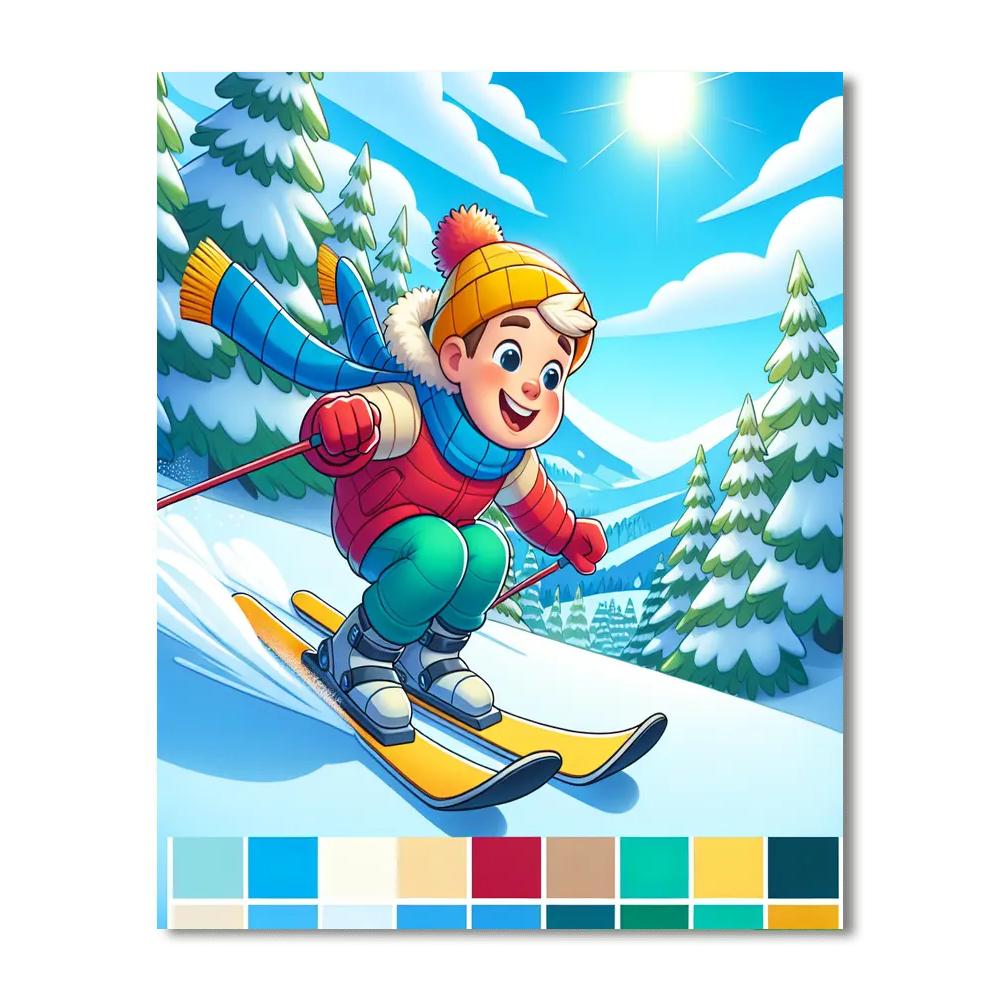 Winter Ski Adventure Paint By Numbers Art
