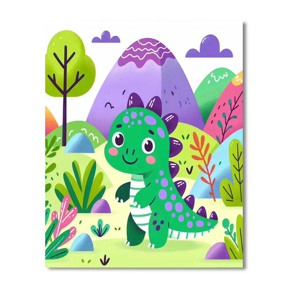 Lively Little Dinosaur Numbered Painting Kits