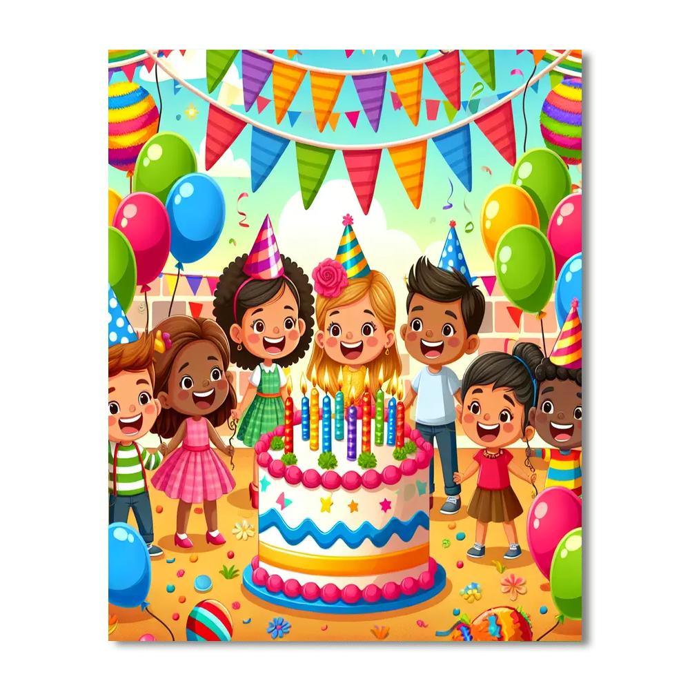 Joyful Birthday Celebration Number Painting