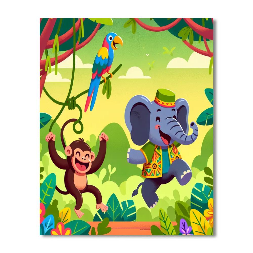 Dancing Jungle Animals Painting By Numbers Kit