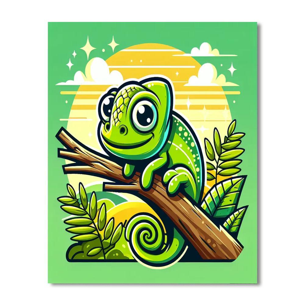 Cute Chameleon Paint By Color
