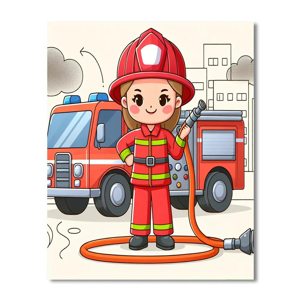 Brave Firefighter Rescue Paint By Numbers