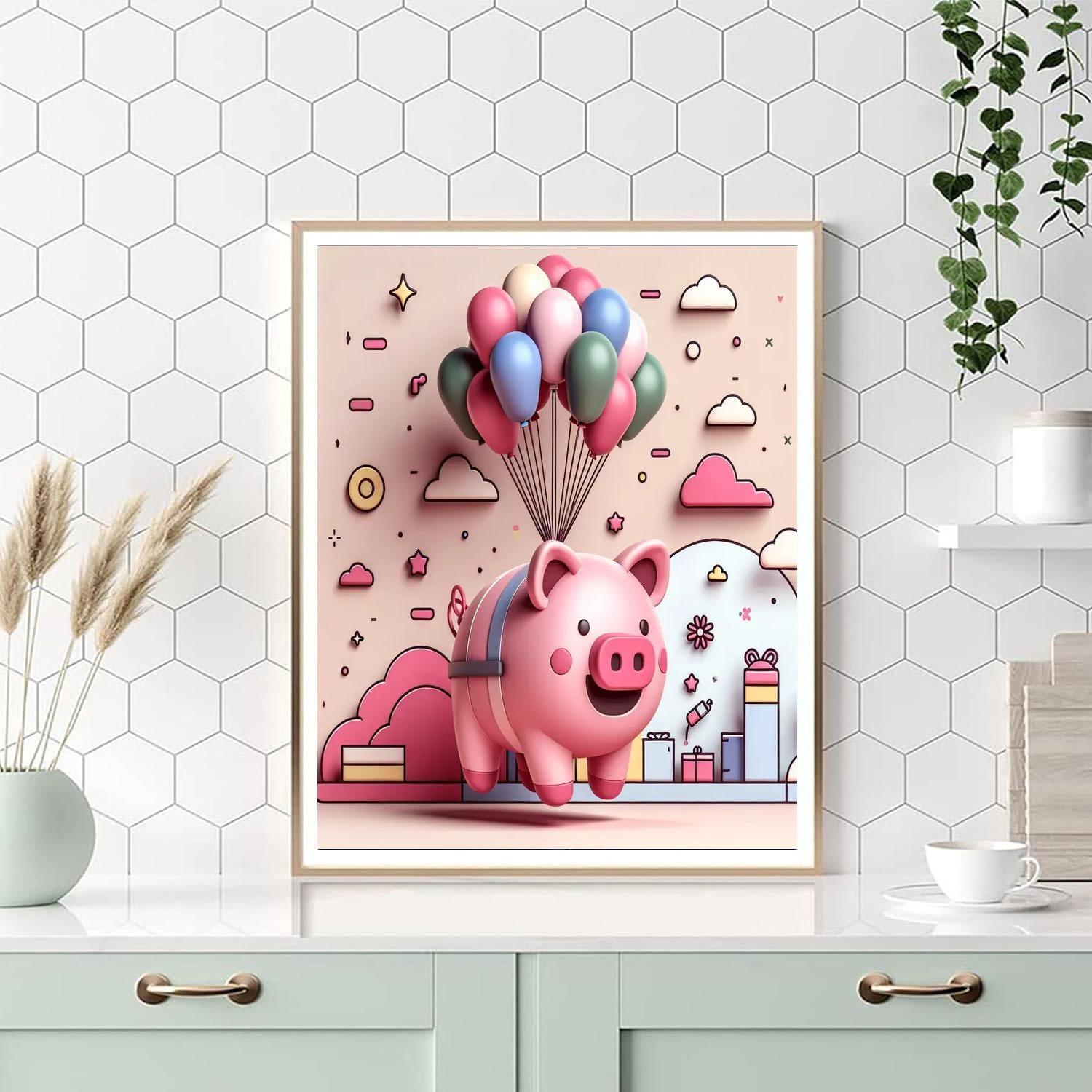 Silly Balloon Pig DIY Paint By Numbers