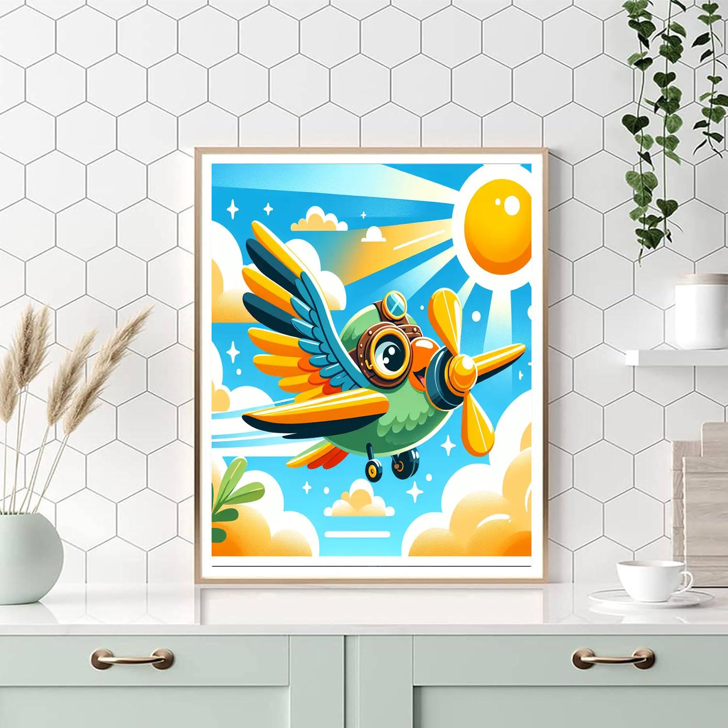 High-flying Aviator Parrot Number Painting