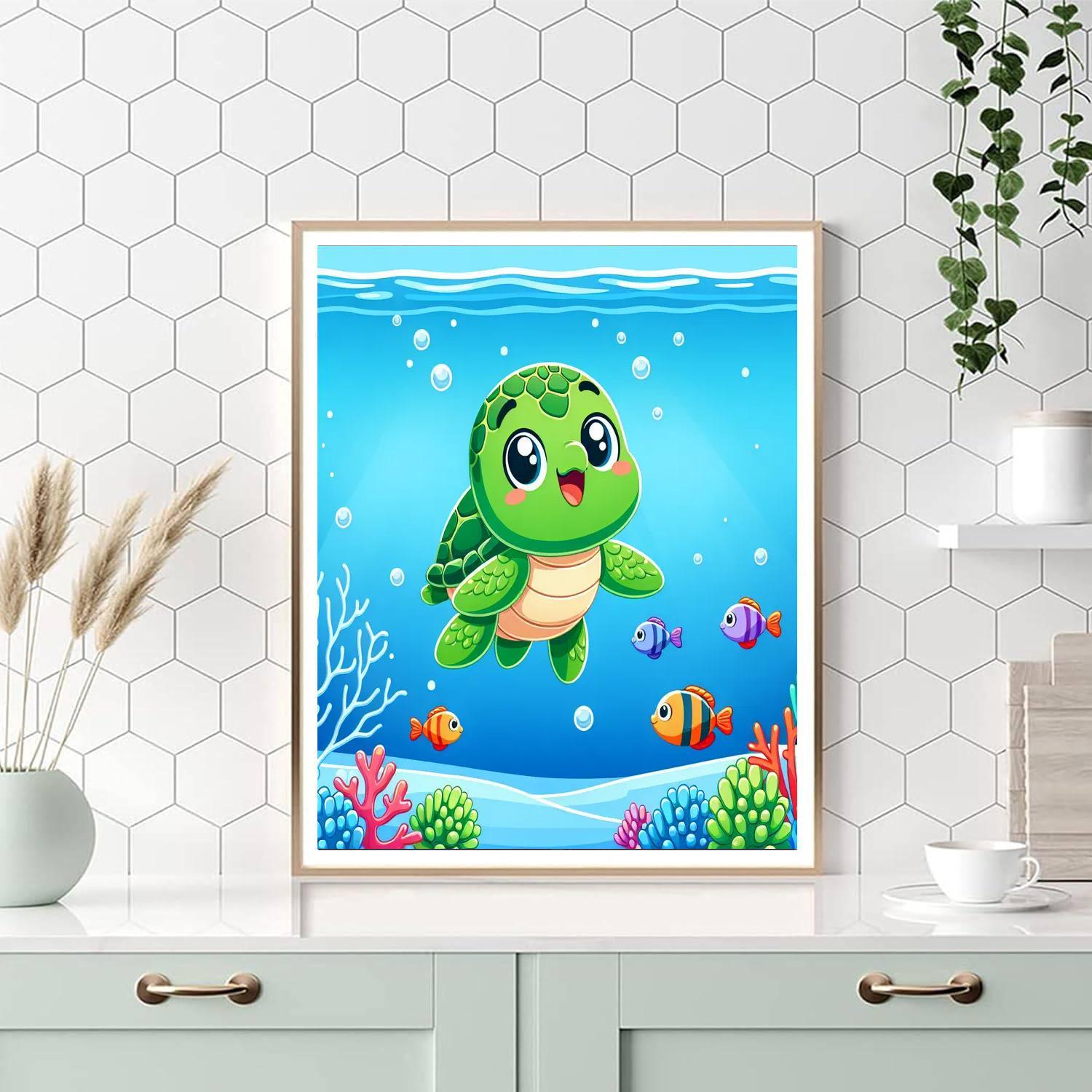 Adorable Baby Turtle Paint By Numbers Art