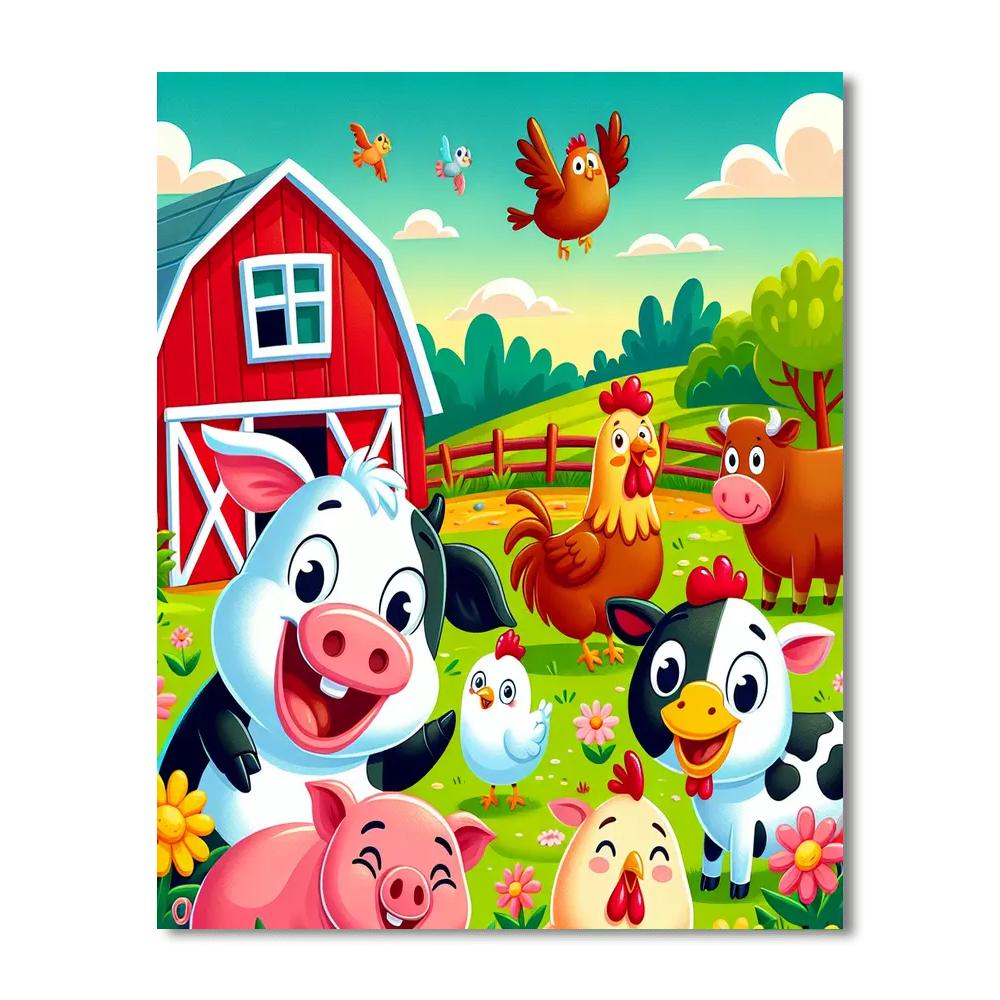 Silly Farmyard Friends Paint By Numbers Art