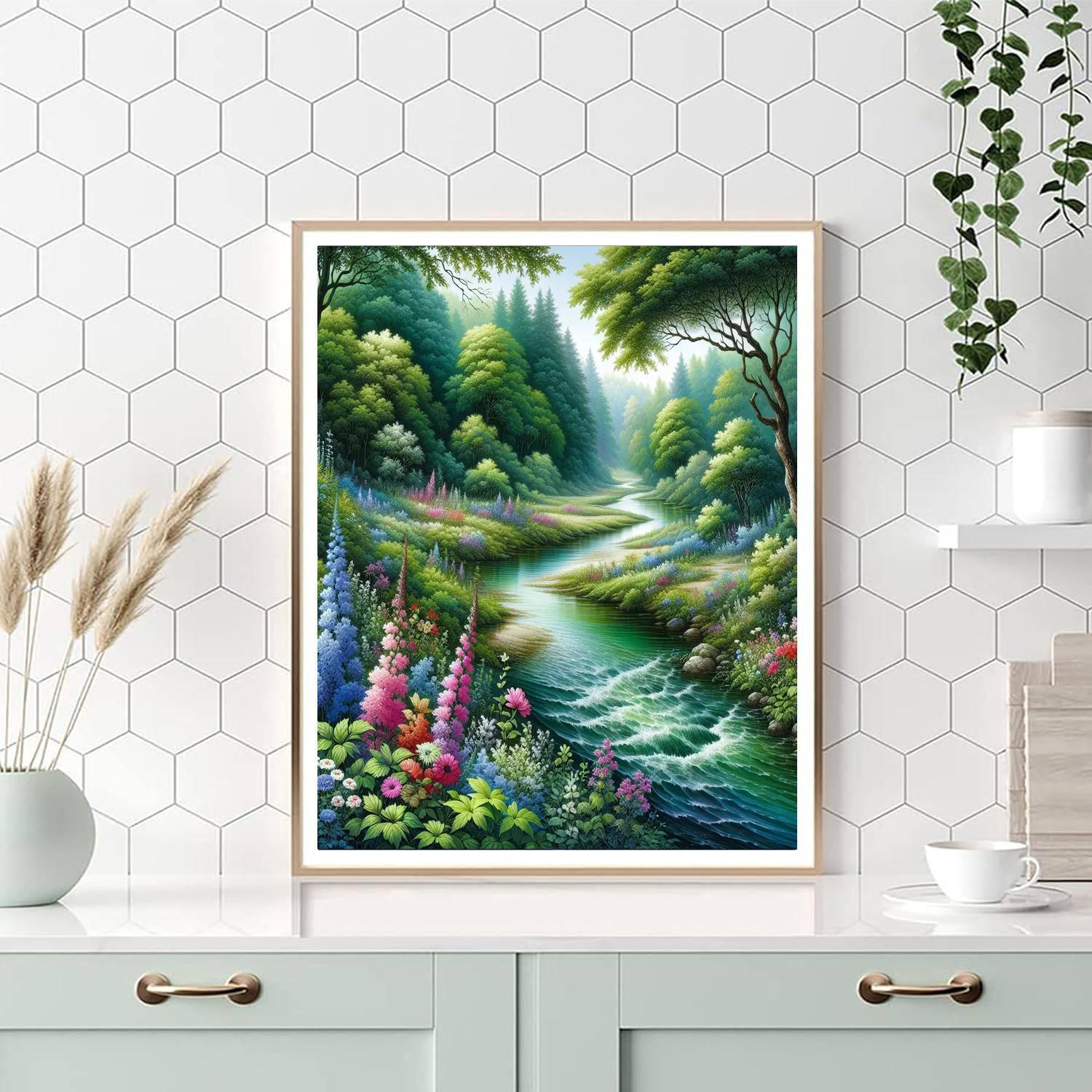 Glistening River Serenity DIY Paint By Numbers