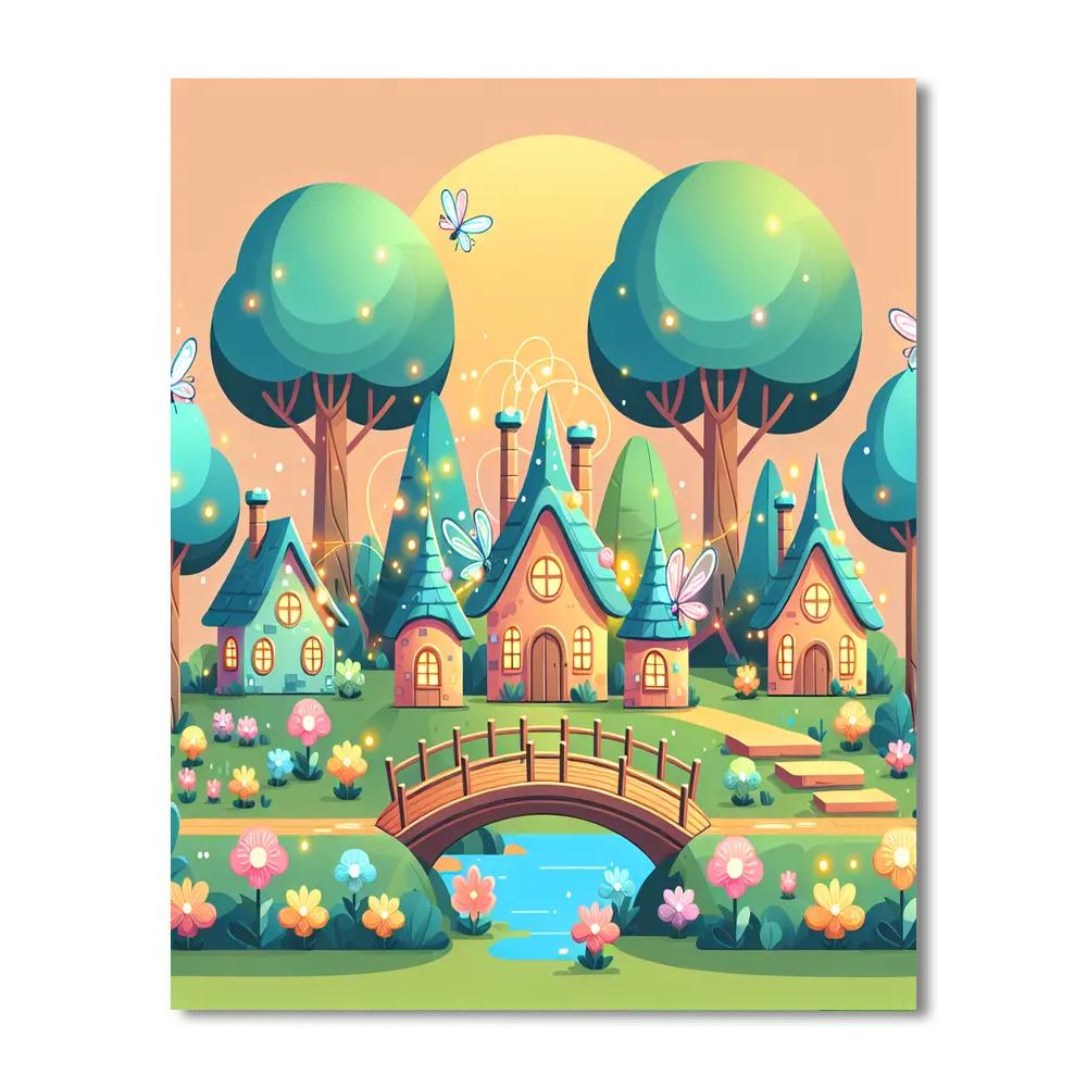 Fascinating Fairy Village Paint By Numbers